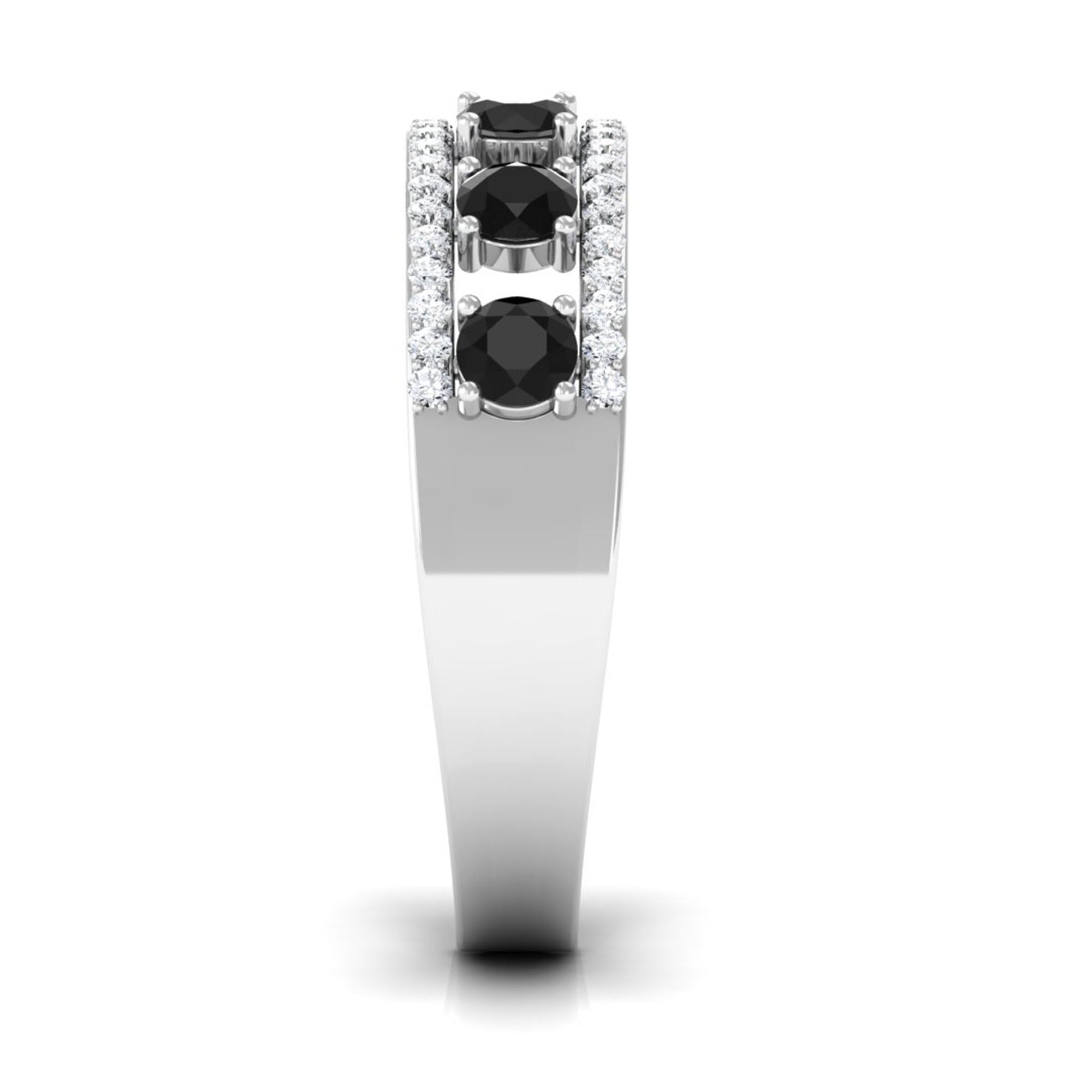 Black Spinel Anniversary Band Ring with Diamond