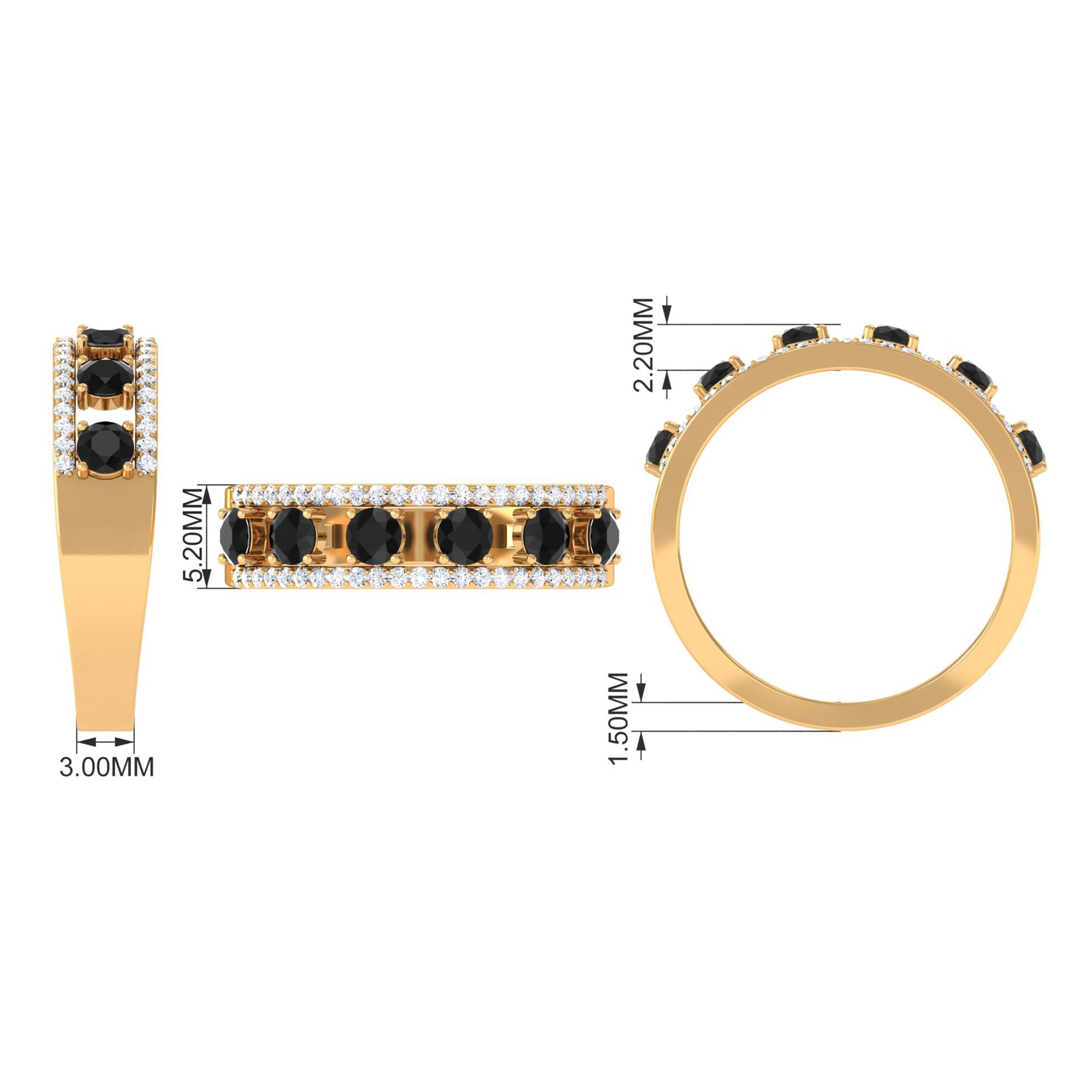 Black Spinel Anniversary Band Ring with Diamond