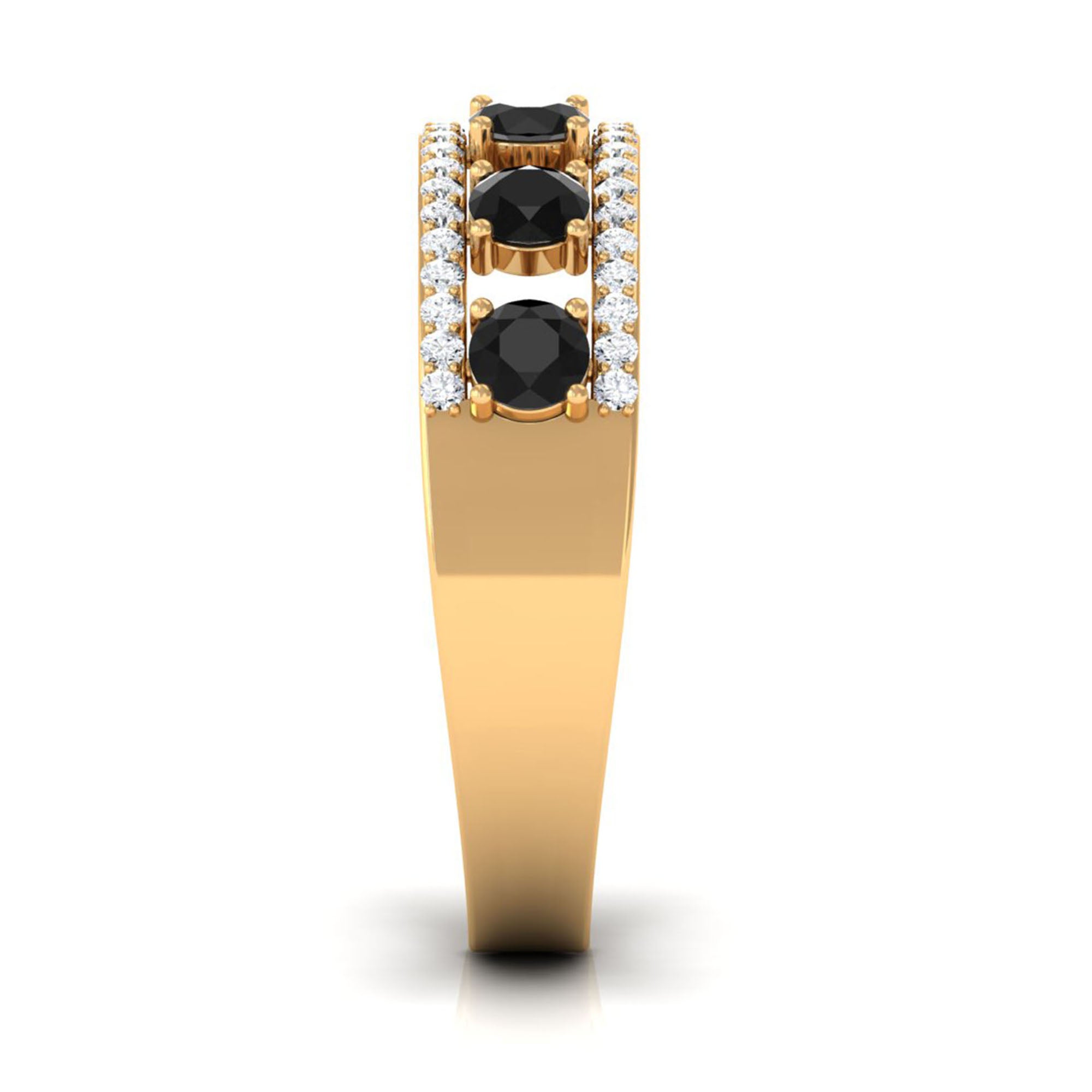 Black Spinel Anniversary Band Ring with Diamond