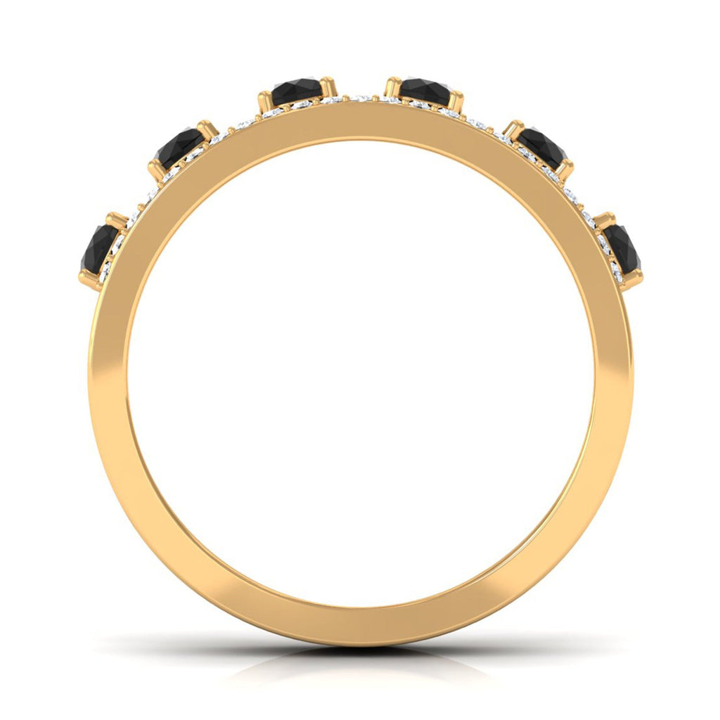 Black Spinel Anniversary Band Ring with Diamond