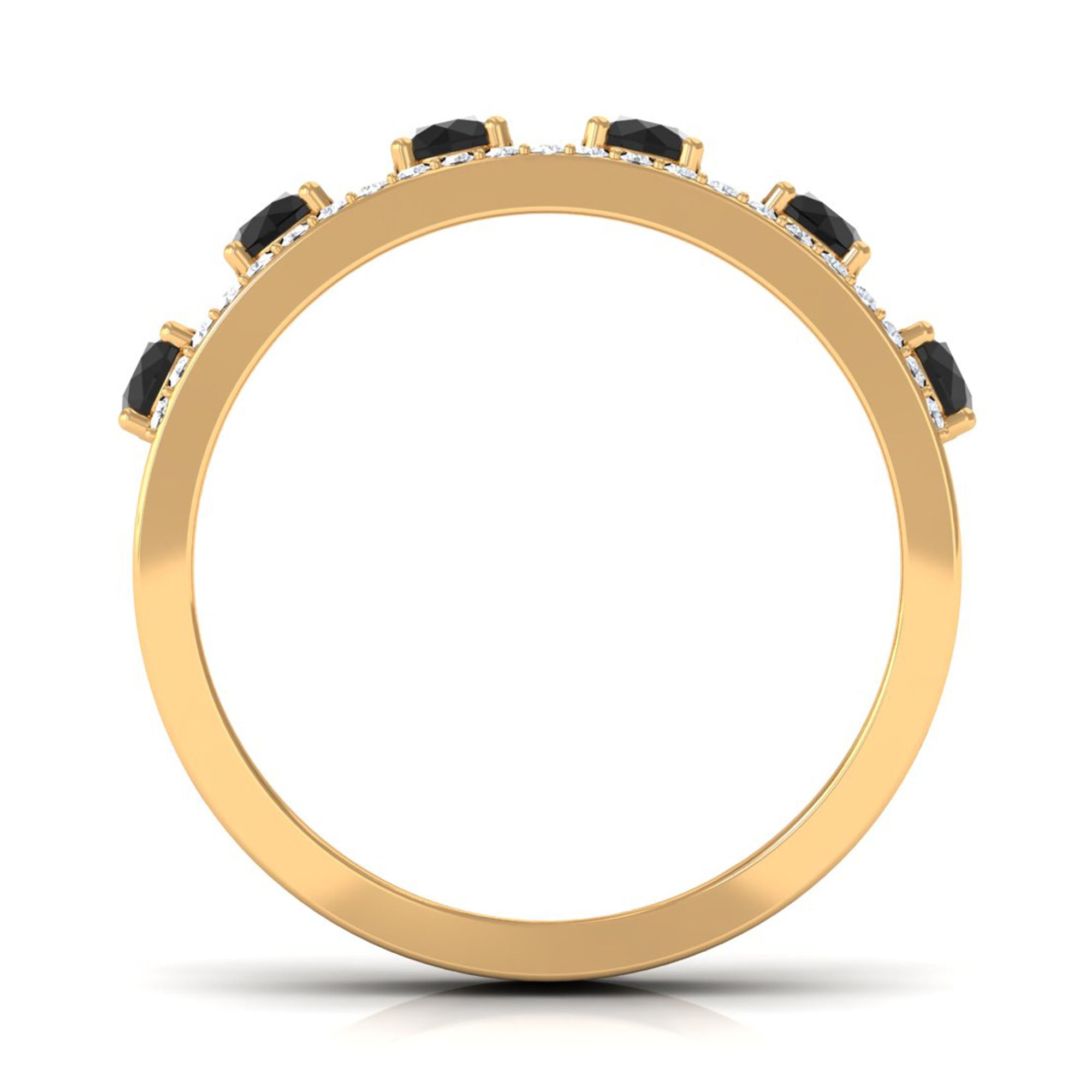 Black Spinel Anniversary Band Ring with Diamond
