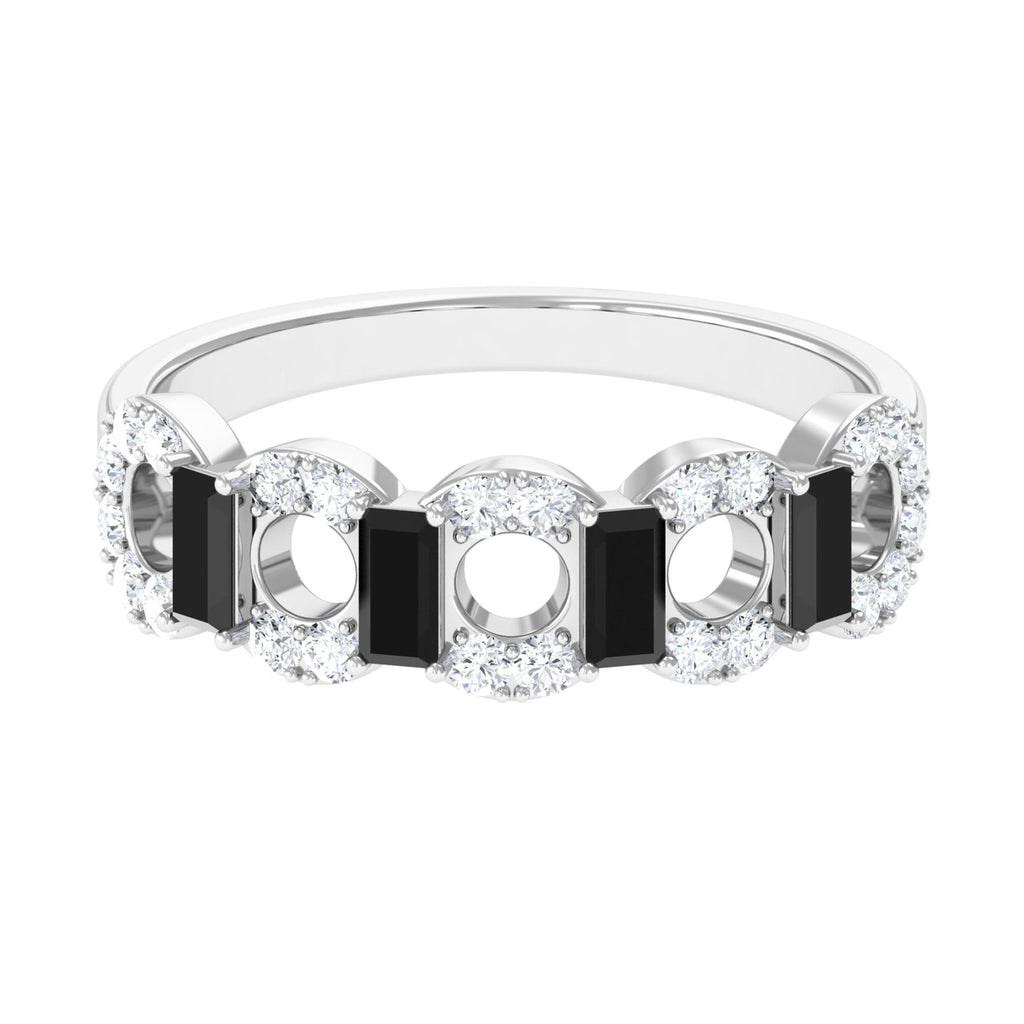 Certified Black Spinel and Diamond Half Eternity Ring