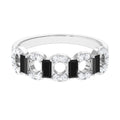 Certified Black Spinel and Diamond Half Eternity Ring