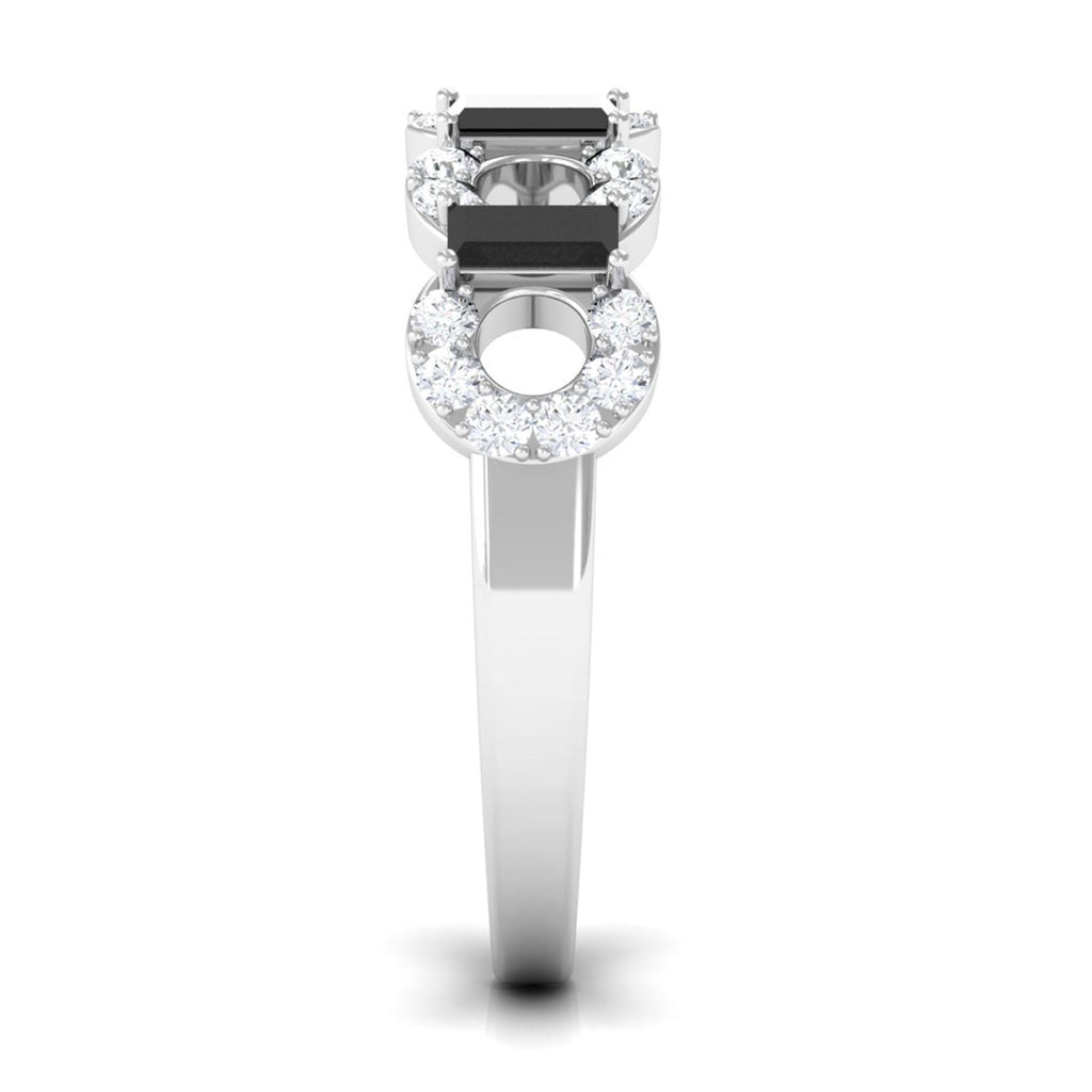 Certified Black Spinel and Diamond Half Eternity Ring