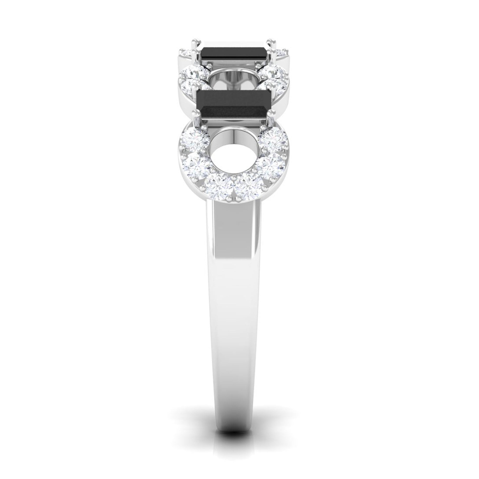 Certified Black Spinel and Diamond Half Eternity Ring