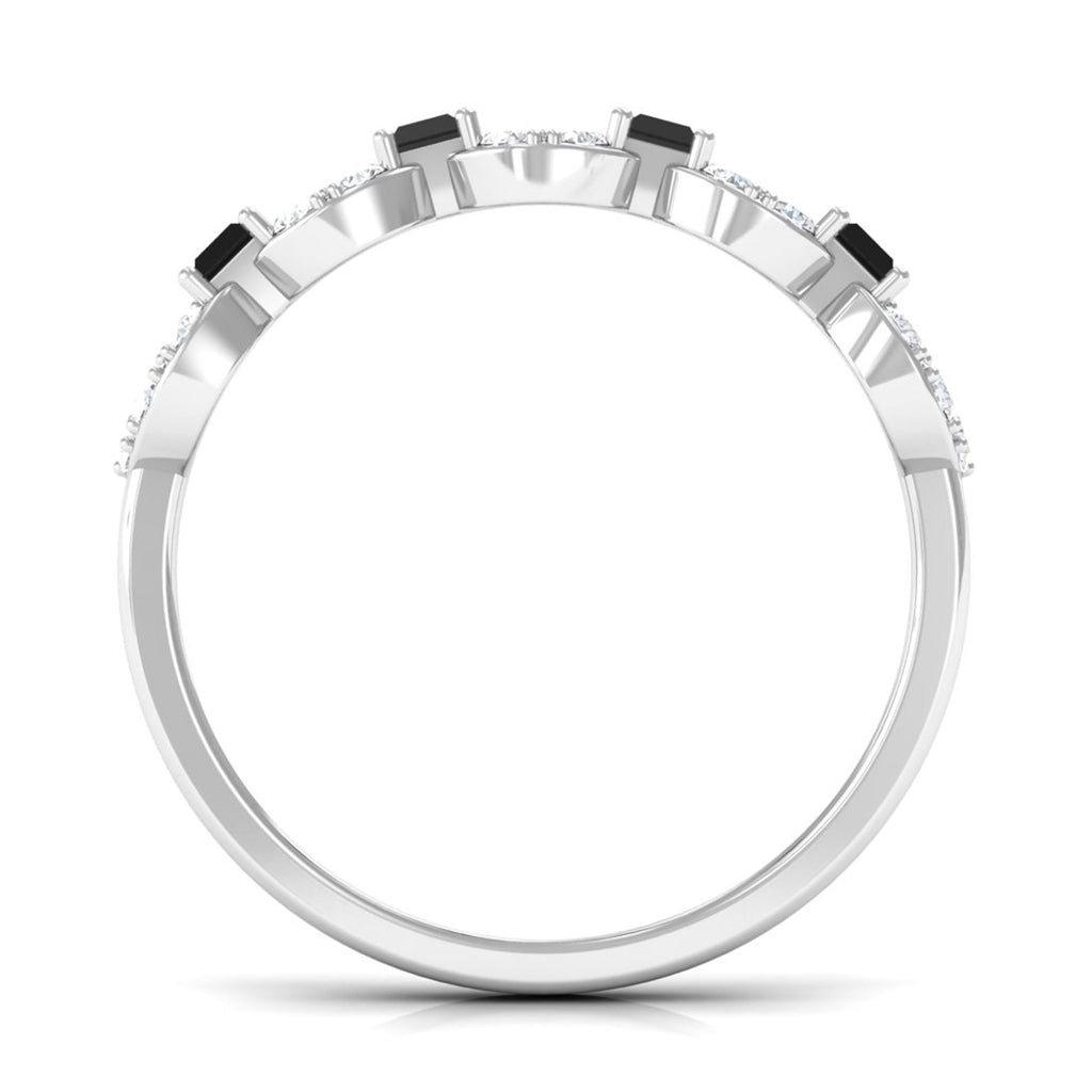 Certified Black Spinel and Diamond Half Eternity Ring