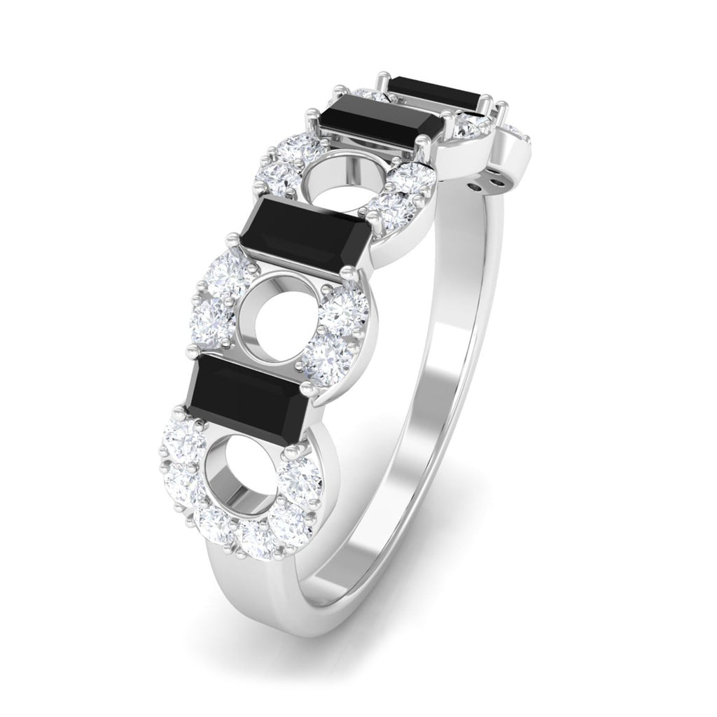 Certified Black Spinel and Diamond Half Eternity Ring
