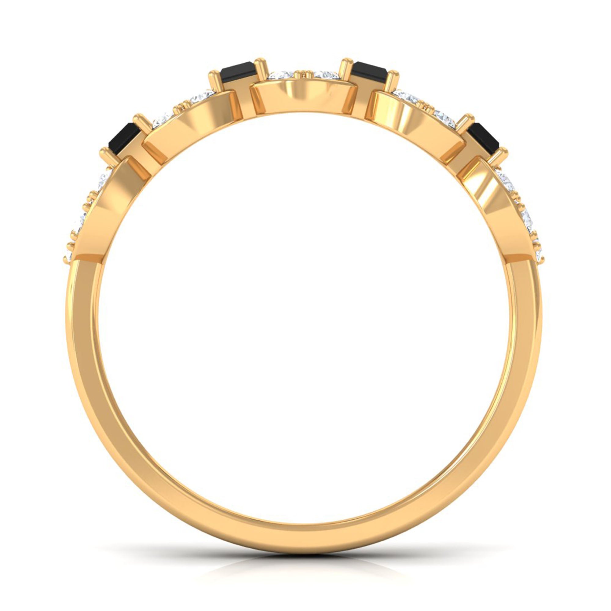 Certified Black Spinel and Diamond Half Eternity Ring