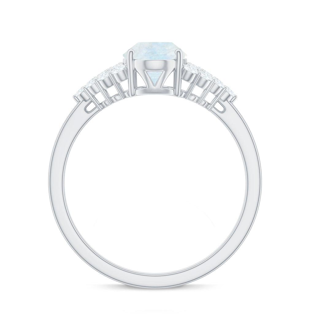 0.6 Carat Oval Cut Moonstone Engagement Ring with Diamond Accent
