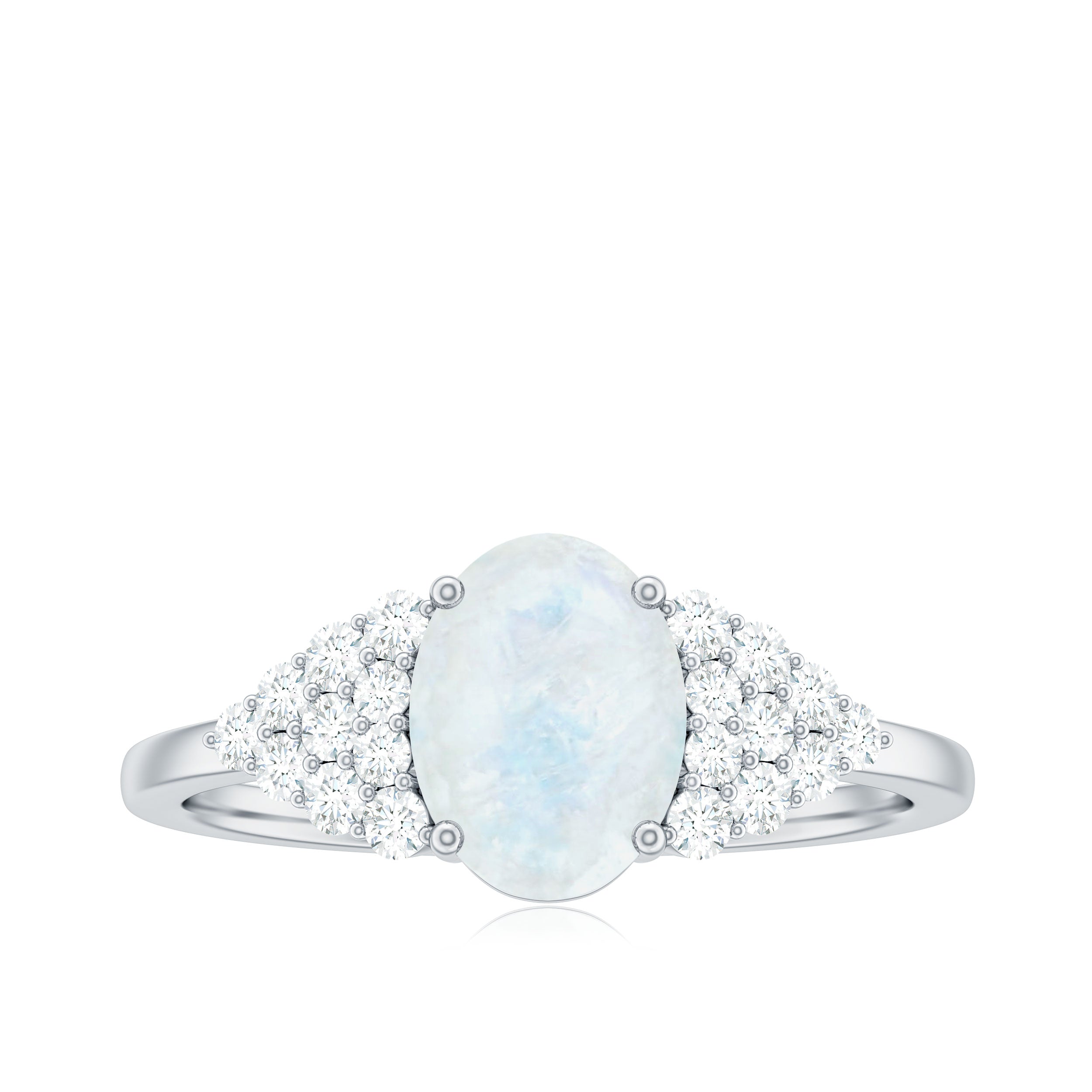 0.6 Carat Oval Cut Moonstone Engagement Ring with Diamond Accent