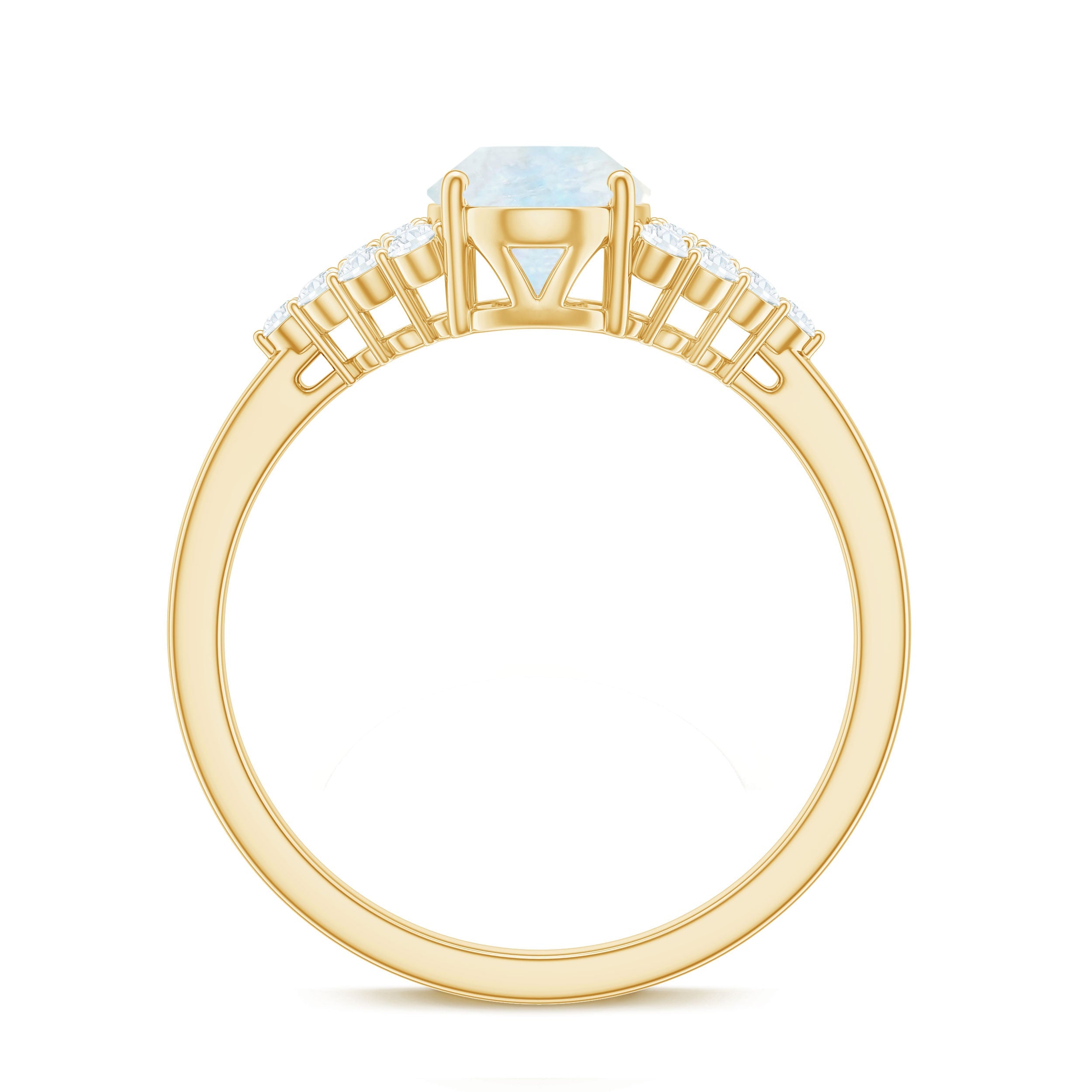 0.6 Carat Oval Cut Moonstone Engagement Ring with Diamond Accent