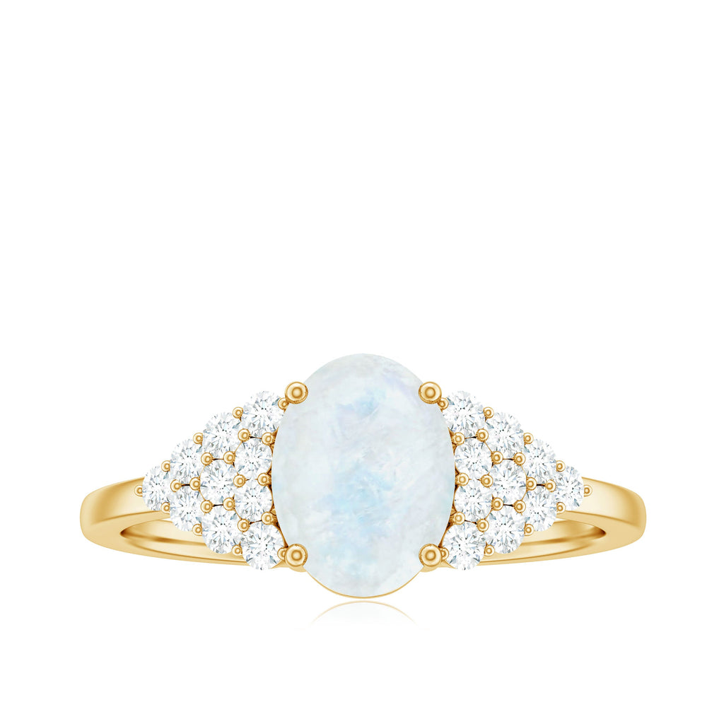 0.6 Carat Oval Cut Moonstone Engagement Ring with Diamond Accent