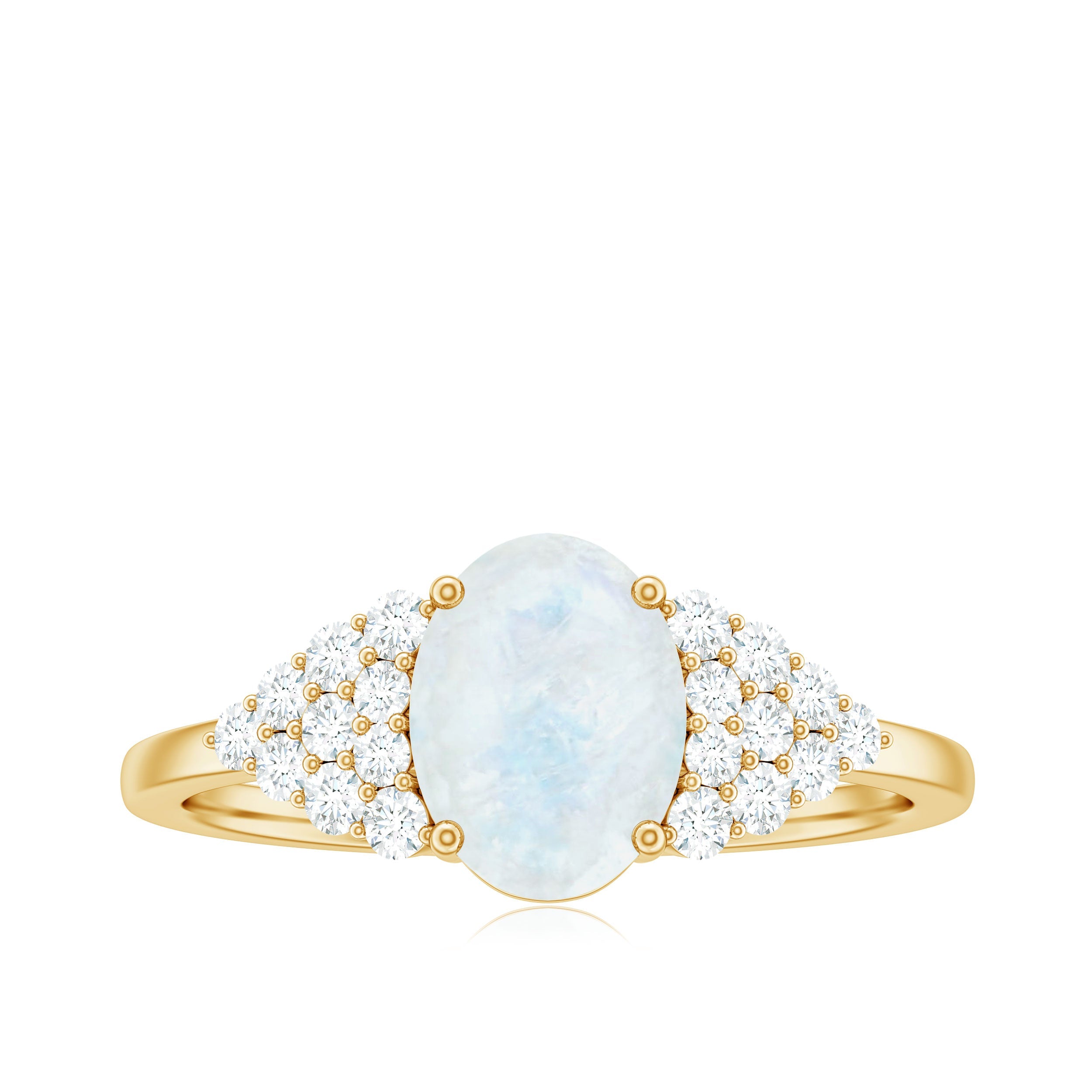 0.6 Carat Oval Cut Moonstone Engagement Ring with Diamond Accent