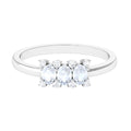 Oval Cut Moonstone Three Stone Ring with Diamond