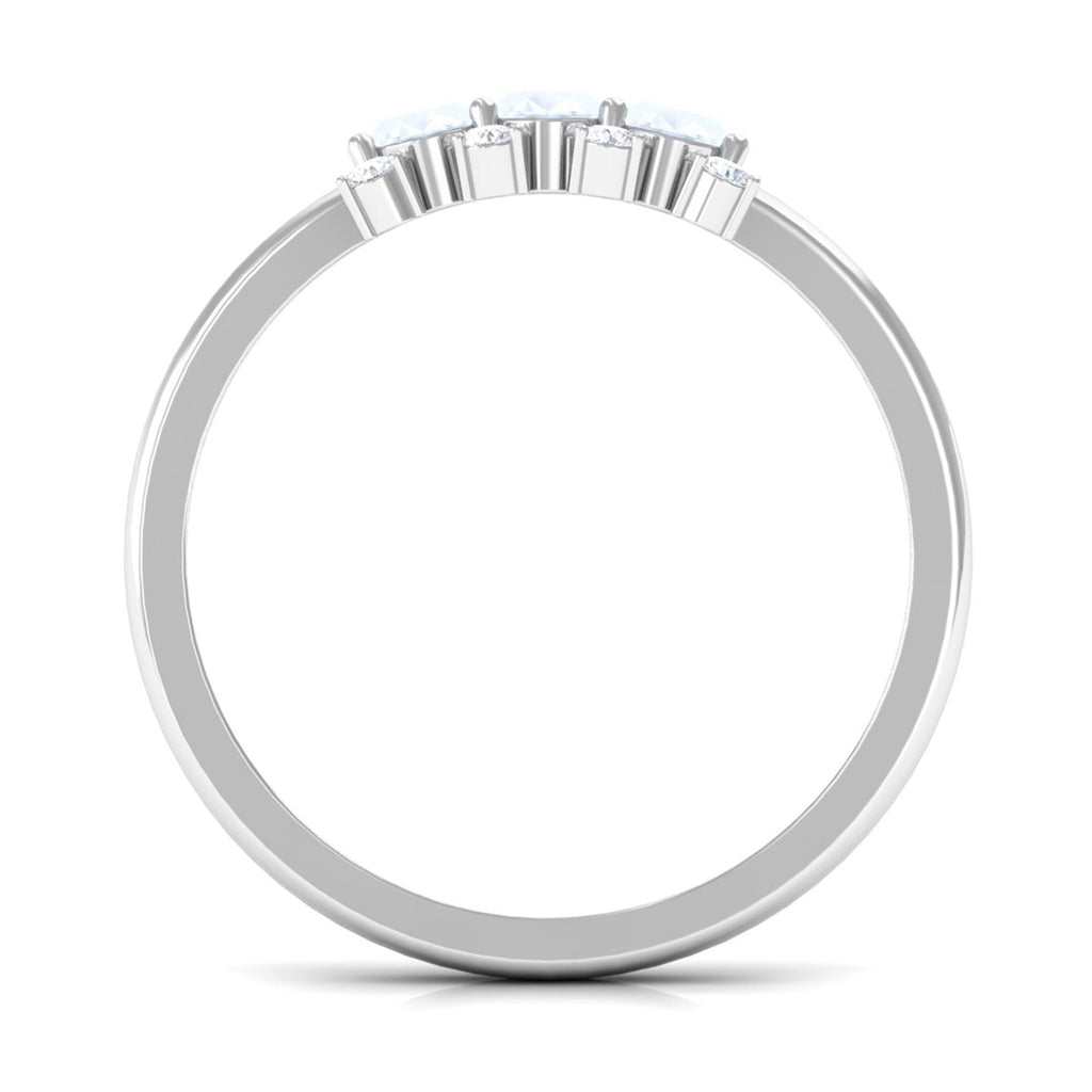 Oval Cut Moonstone Three Stone Ring with Diamond