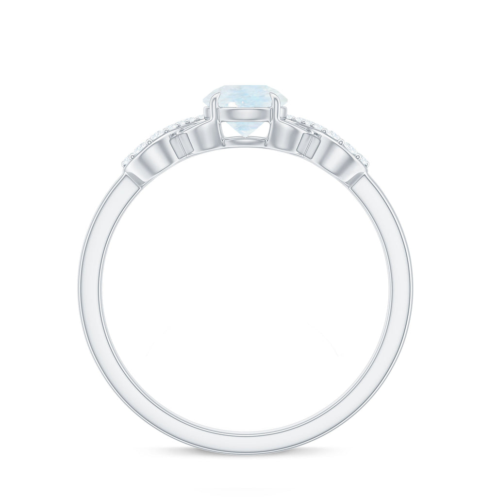 0.37 Carat Natural Moonstone Engagement Ring with Criss Cross Diamond
