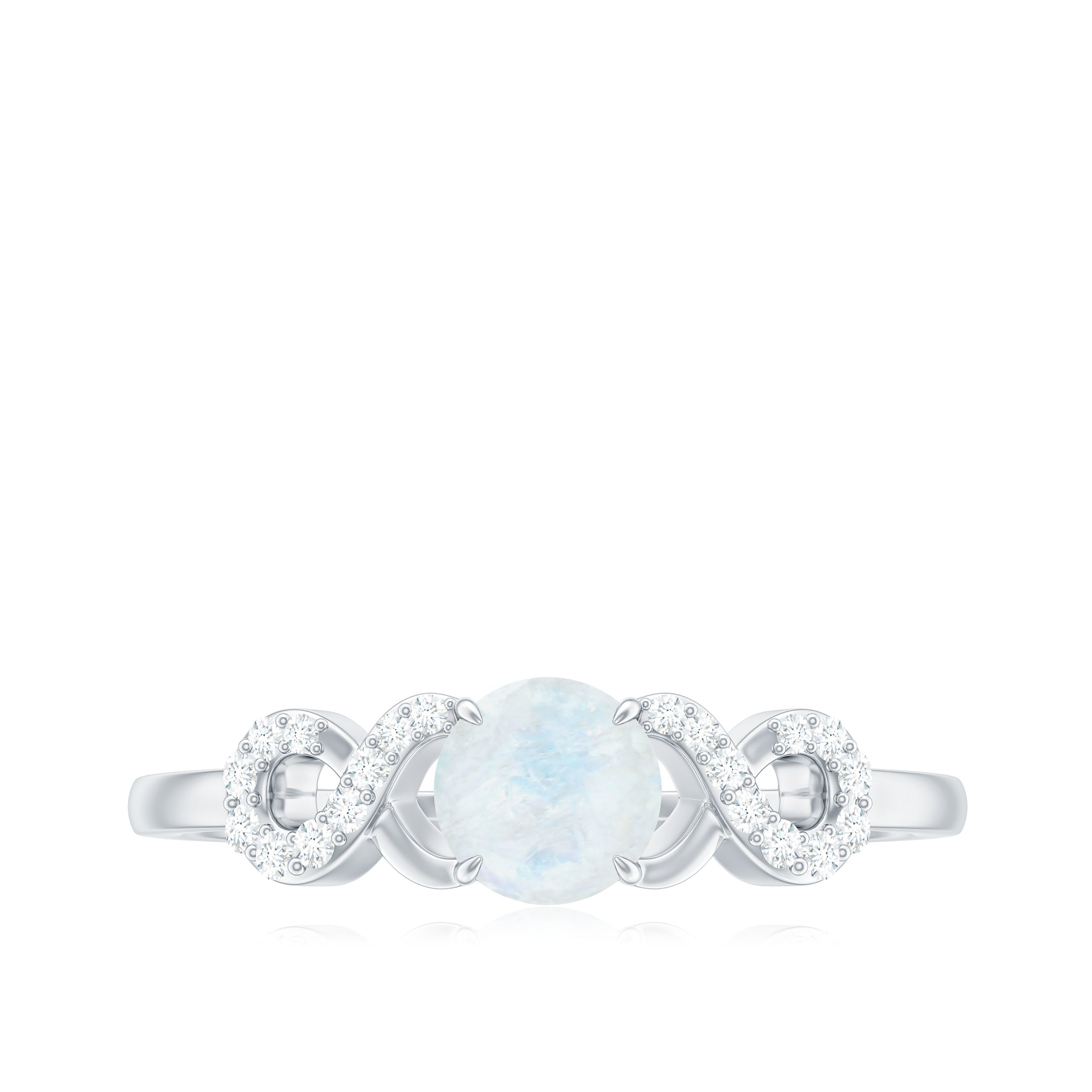 0.37 Carat Natural Moonstone Engagement Ring with Criss Cross Diamond