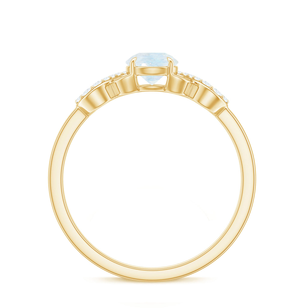 0.37 Carat Natural Moonstone Engagement Ring with Criss Cross Diamond