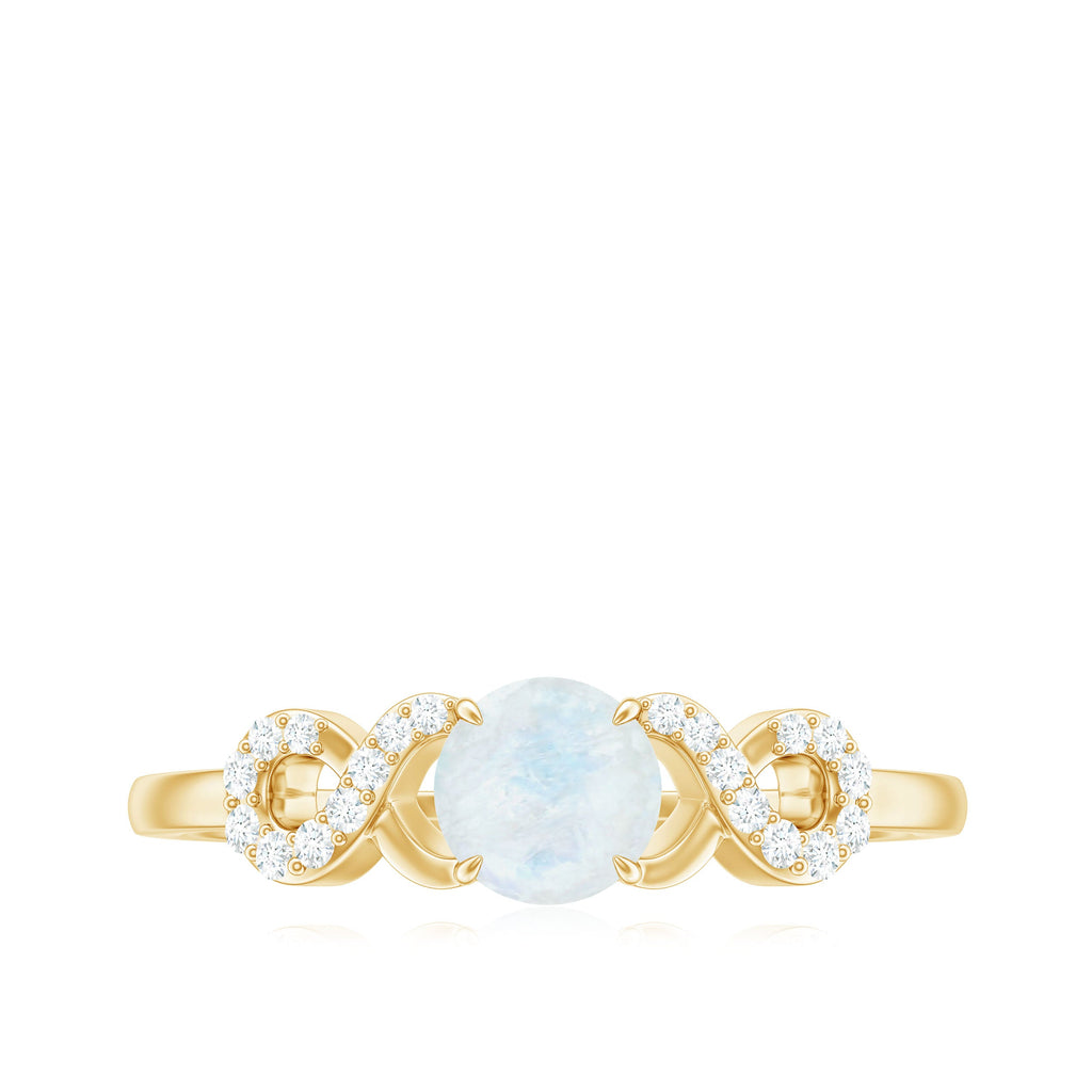 0.37 Carat Natural Moonstone Engagement Ring with Criss Cross Diamond