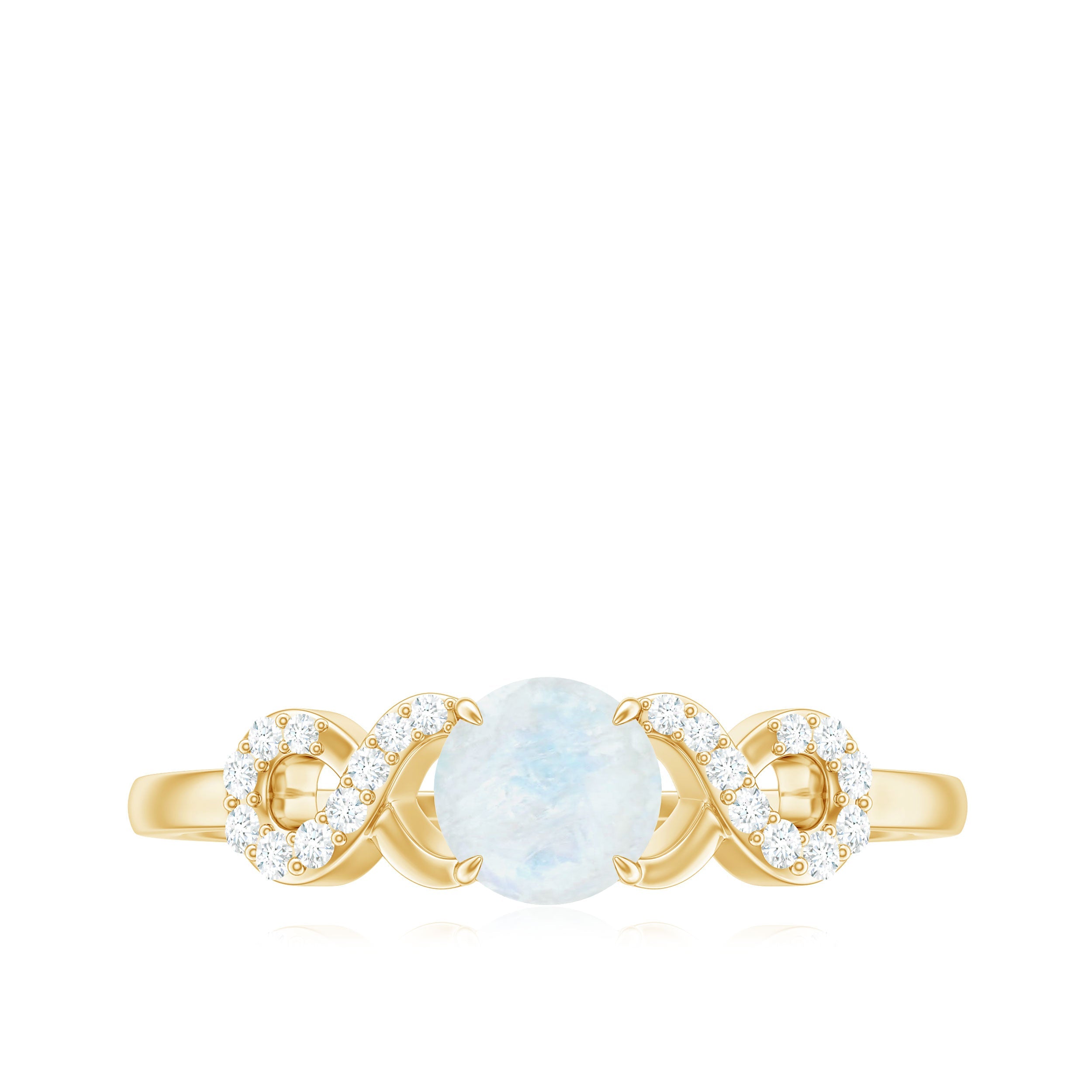 0.37 Carat Natural Moonstone Engagement Ring with Criss Cross Diamond