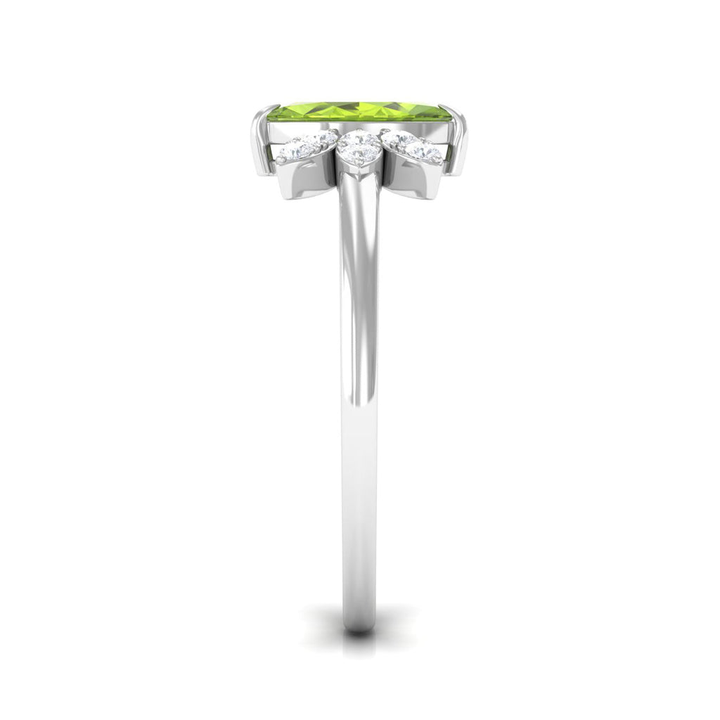 0.7 Carat Marquise Cut Peridot Promise Ring with Diamond Stones
