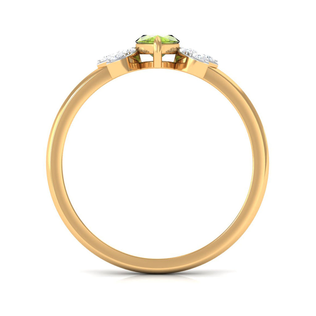 0.7 Carat Marquise Cut Peridot Promise Ring with Diamond Stones