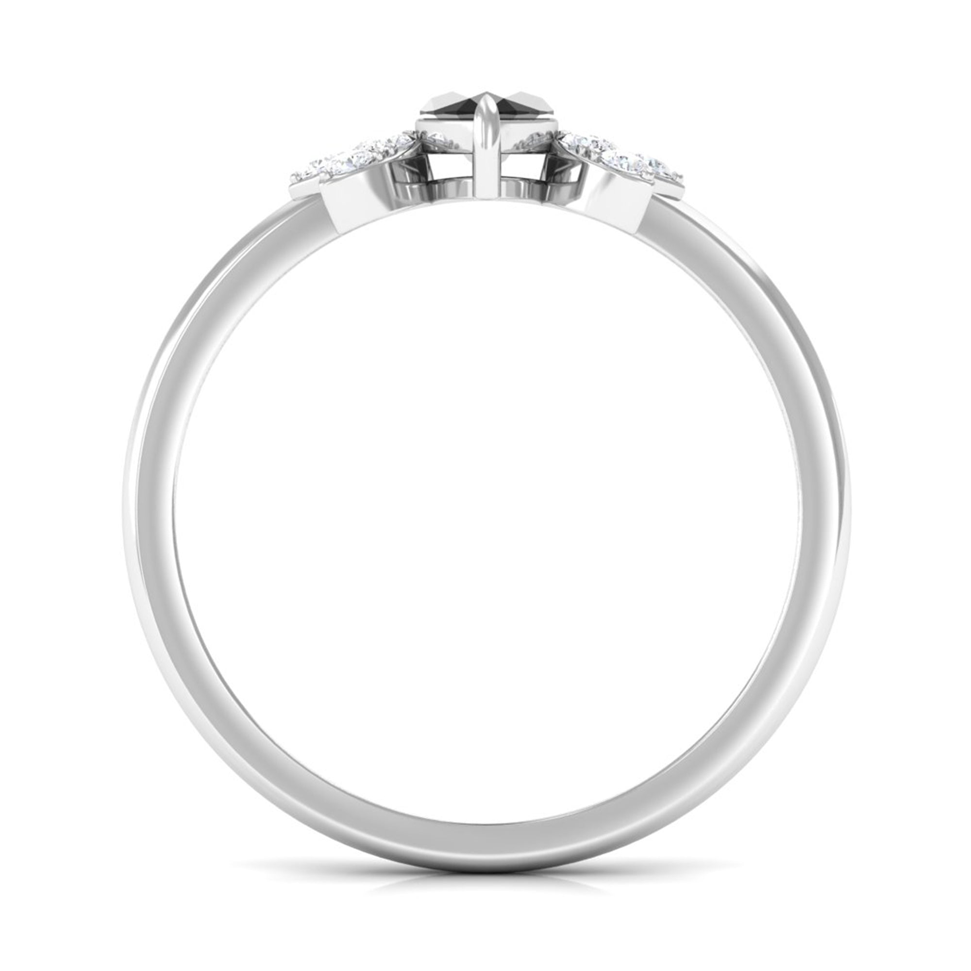 0.7 Carat Claw Set Marquise Black Spinel and Diamond Promise Ring
