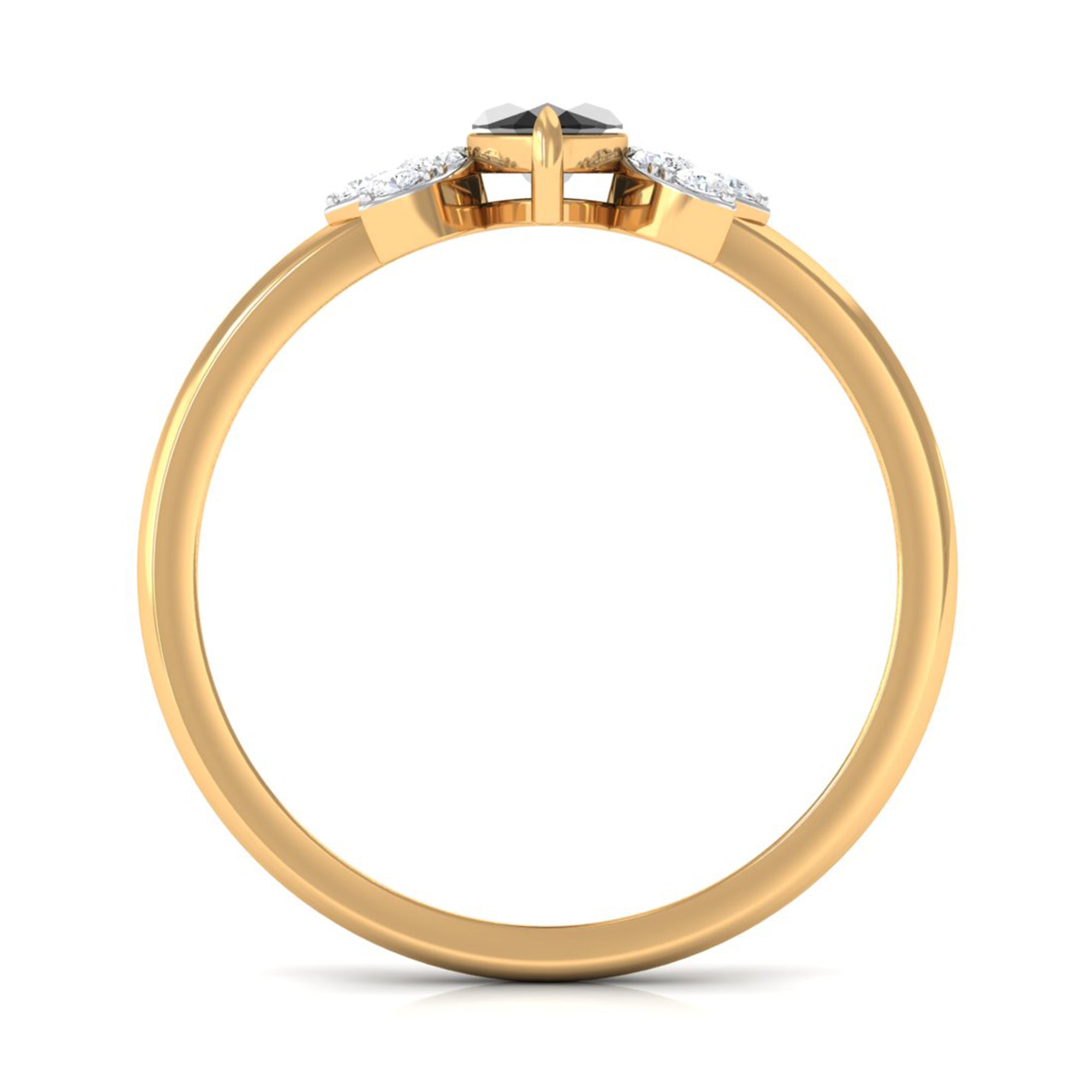 0.7 Carat Claw Set Marquise Black Spinel and Diamond Promise Ring