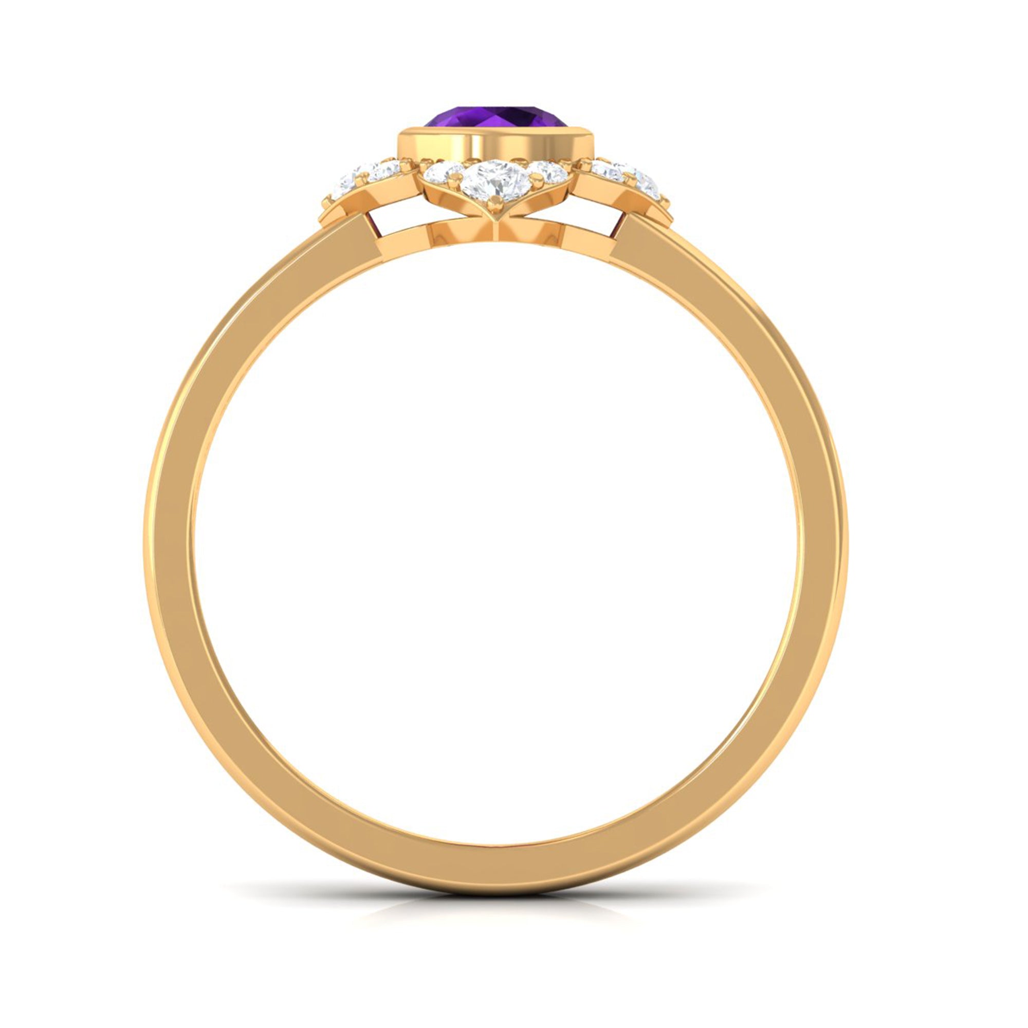 0.4 Carat Bezel Set Amethyst Flower Engagement Ring with Diamond