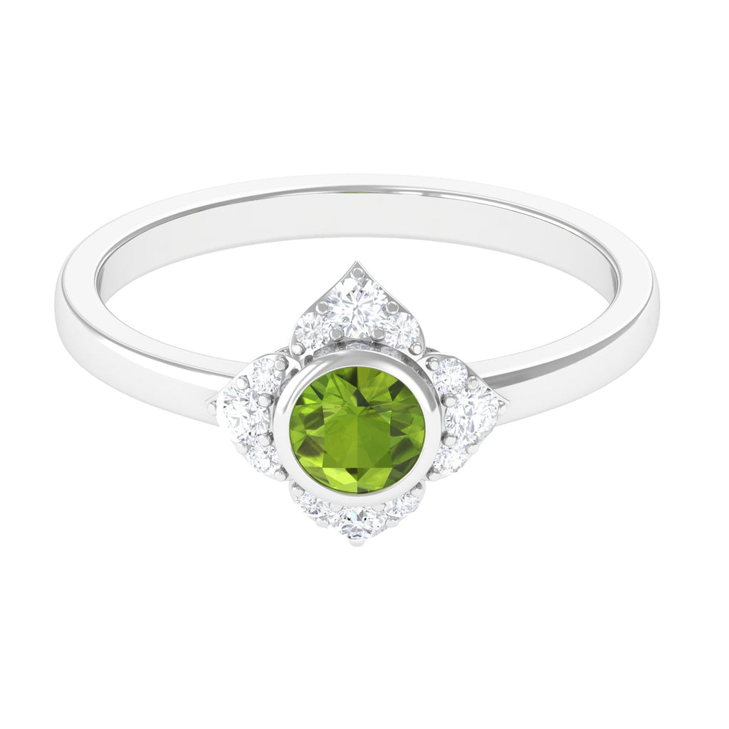 0.5 Carat Vintage Inspired Peridot Engagement Ring with Diamond