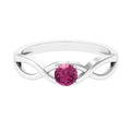 0.4 Carat Real Pink Tourmaline Solitaire Ring with Crossover Shank