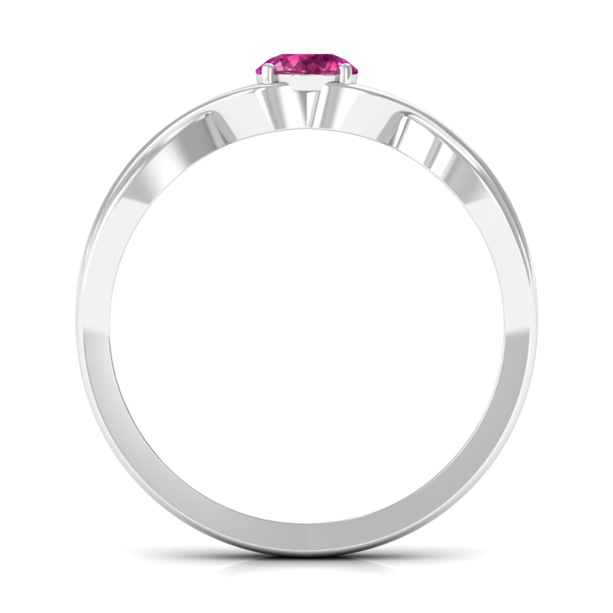 0.4 Carat Real Pink Tourmaline Solitaire Ring with Crossover Shank