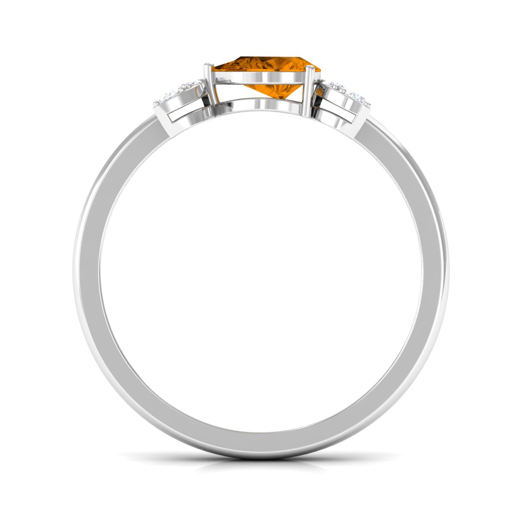 0.6 Carat Pear Cut Citrine Promise Ring with Leaf Diamond