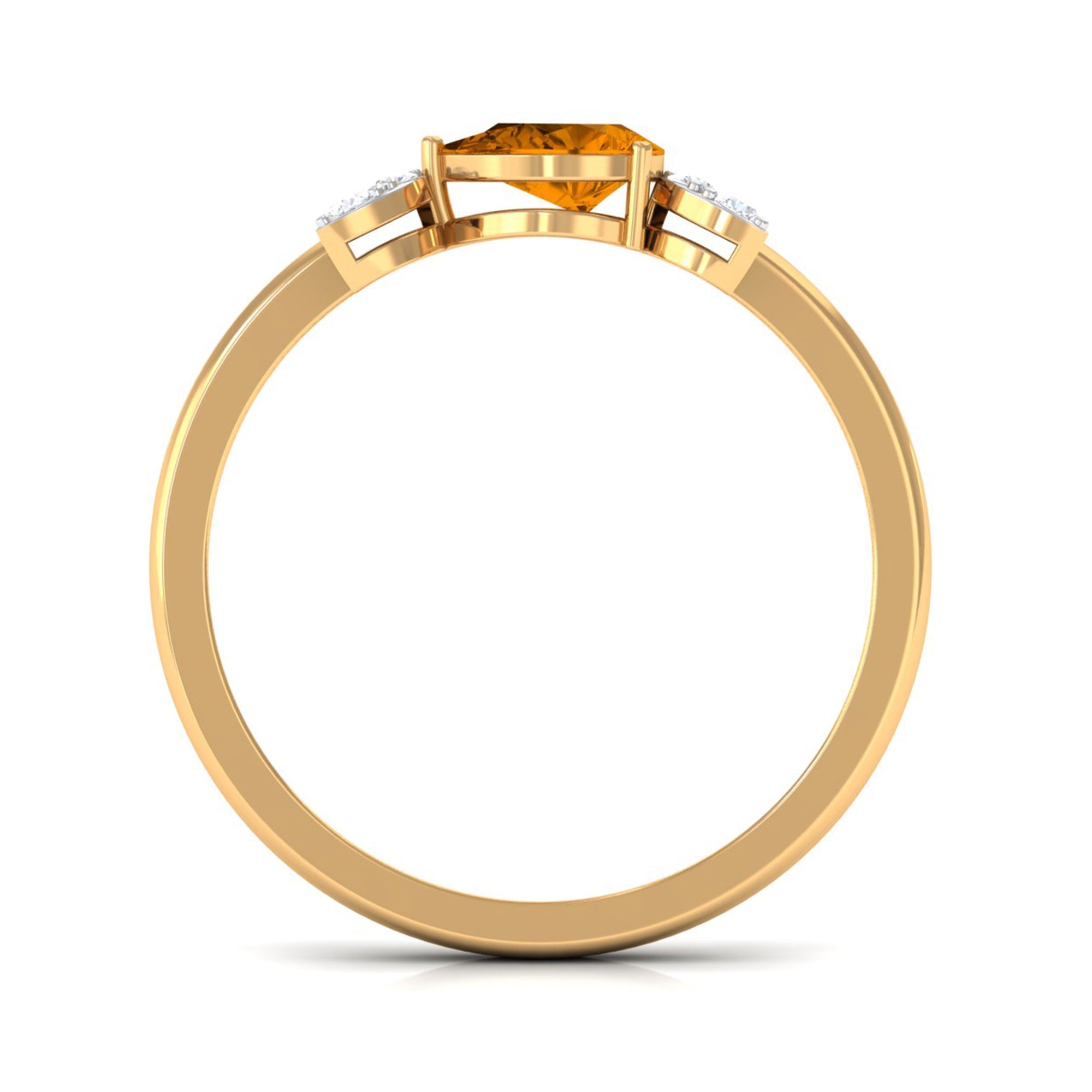 0.6 Carat Pear Cut Citrine Promise Ring with Leaf Diamond