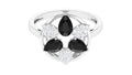 Certified Black Spinel and Diamond Flower Cocktail Ring