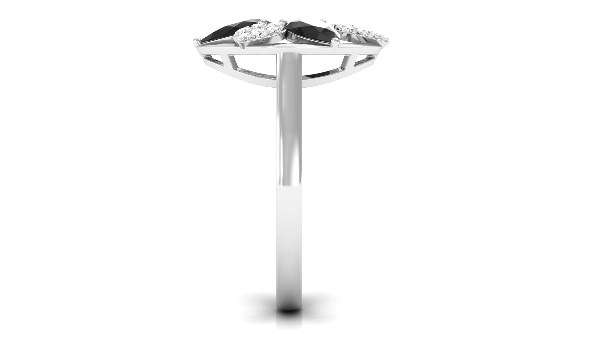 Certified Black Spinel and Diamond Flower Cocktail Ring