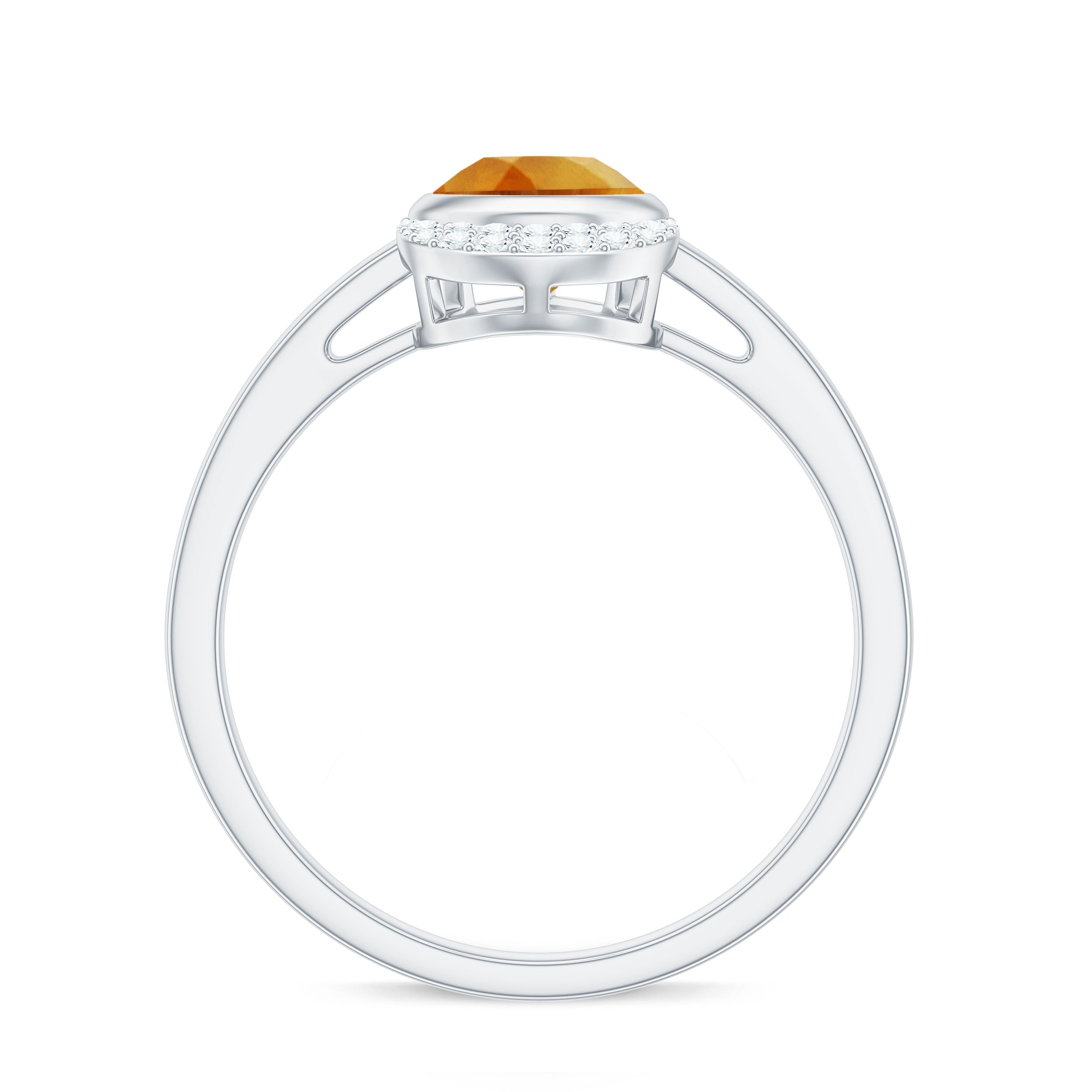 Real 1 Carat Citrine Teardrop Engagement Ring with Diamond
