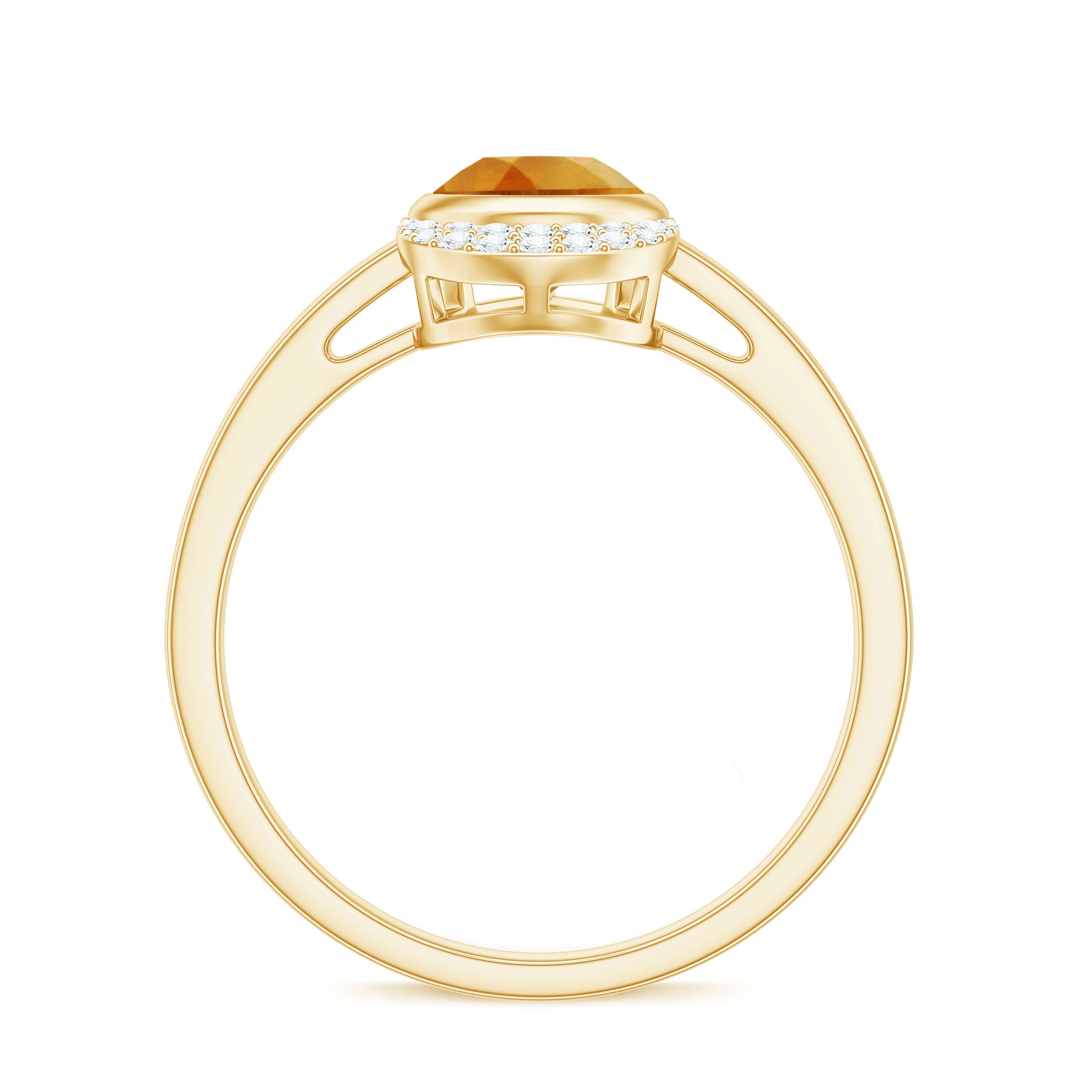 Real 1 Carat Citrine Teardrop Engagement Ring with Diamond