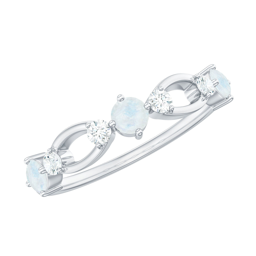 Minimal Promise Ring with Moonstone and Diamond
