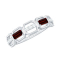 Genuine Baguette Garnet Diamond Wedding Band Ring