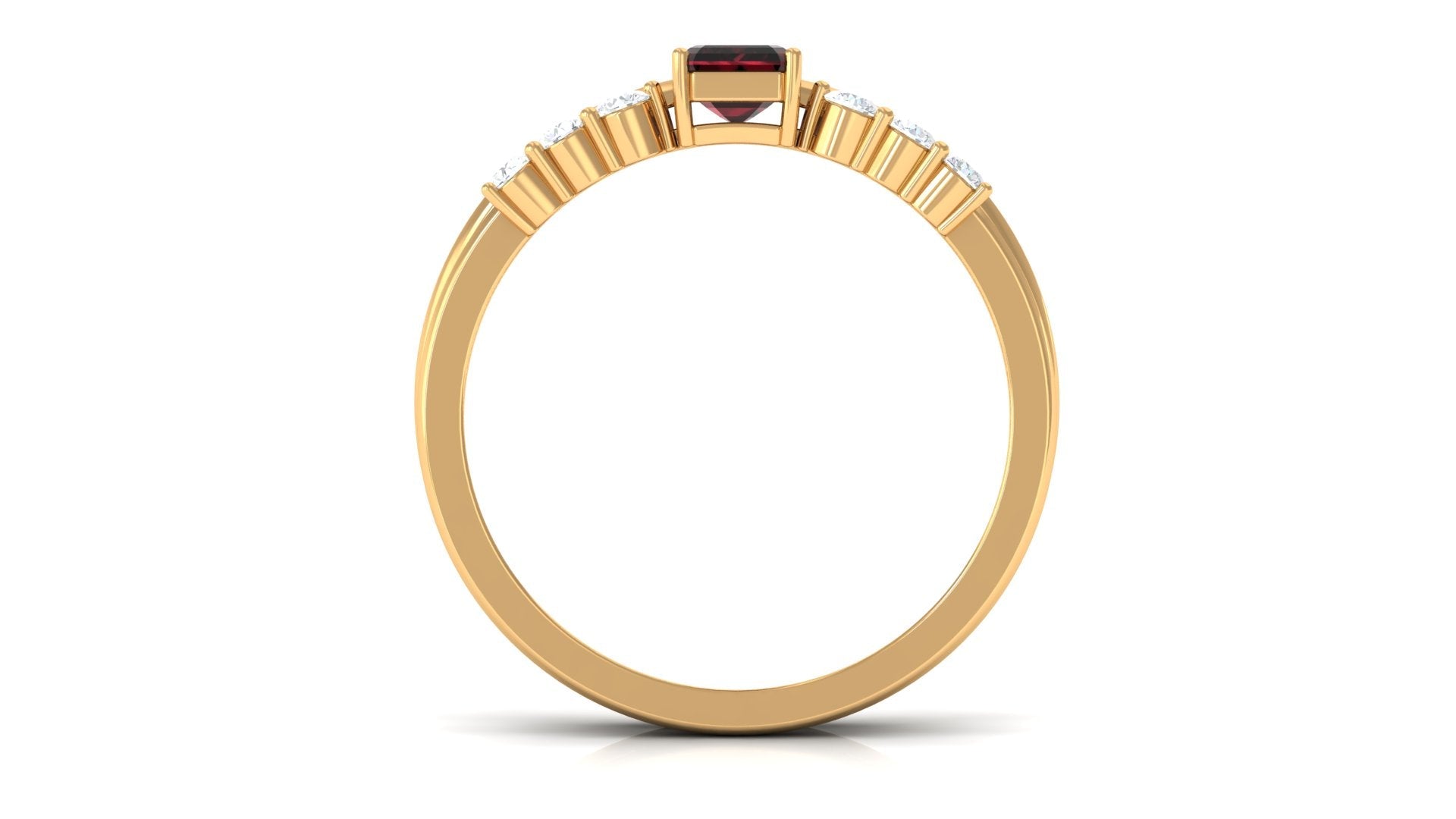 Certified Natural Garnet Diamond Emerald Cut Wedding Bridal Ring Set