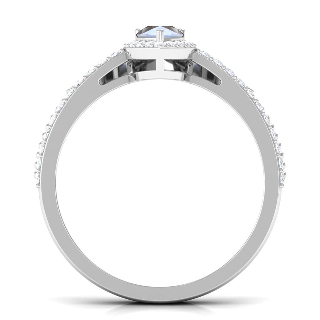 0.8 Carat Vintage Inspired Moonstone Teardrop Wedding Ring Set with Diamond