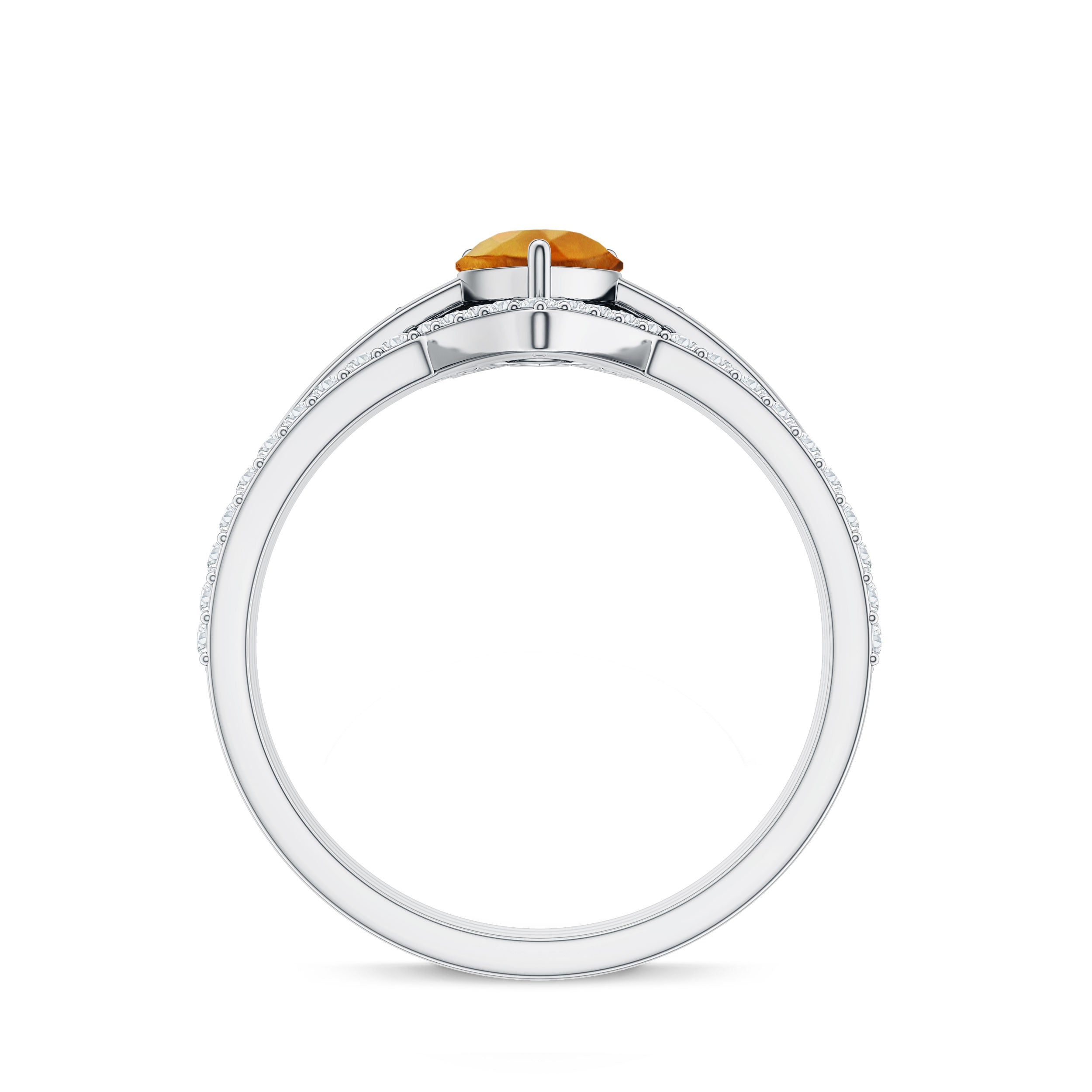 Natural 0.6 Carat Pear Shape Citrine Wedding Bridal Ring Set of 3 with Certificate