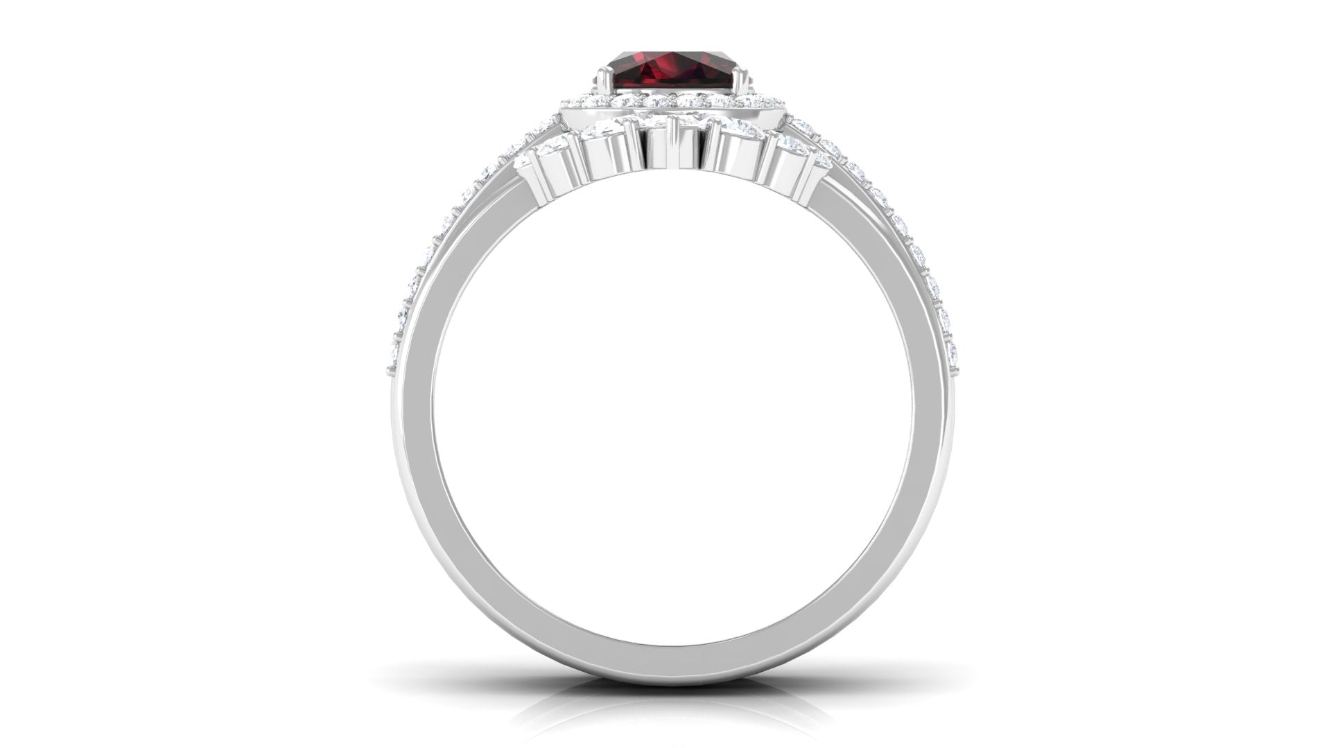 Natural 3.2 Carat Cushion Cut Garnet Statement Bridal Ring Set
