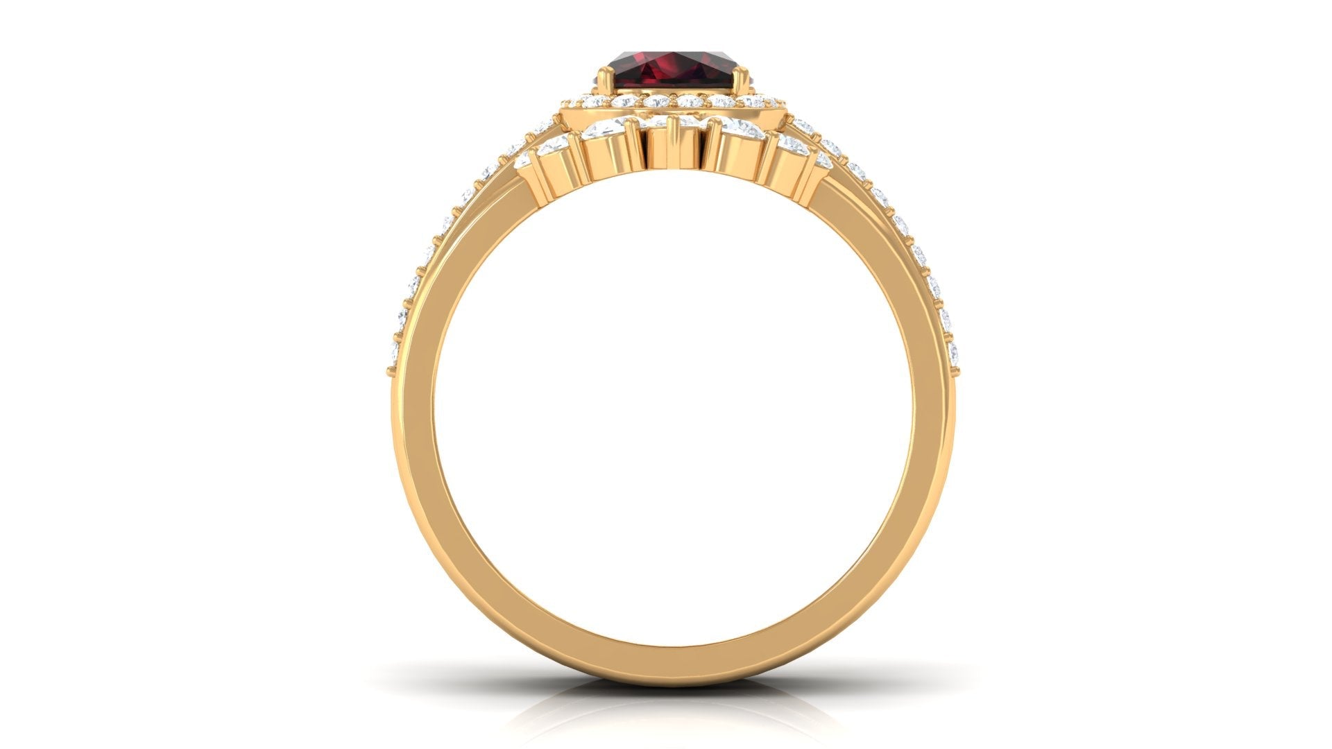 Natural 3.2 Carat Cushion Cut Garnet Statement Bridal Ring Set