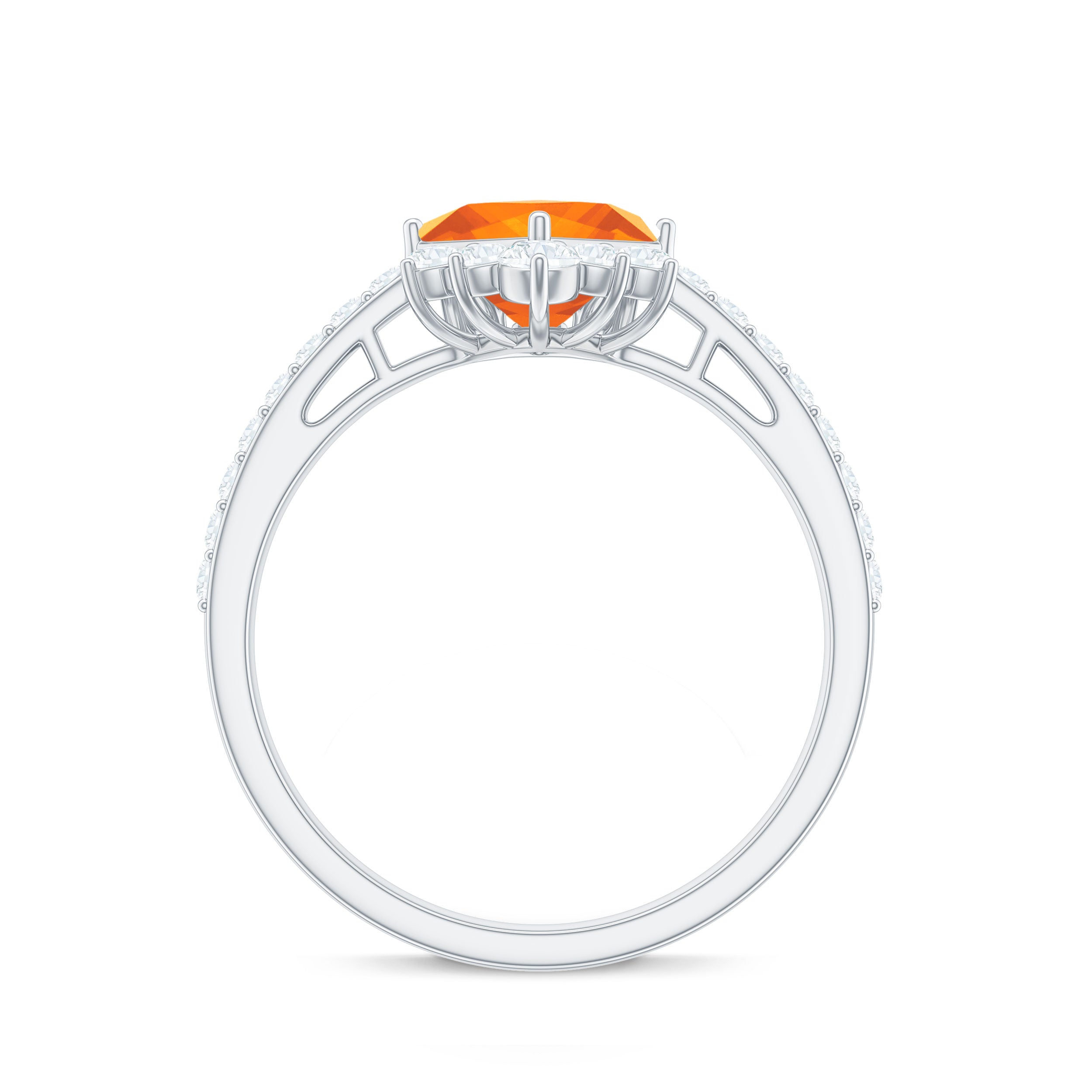 0.5 Carat Designer Fire Opal and Diamond Engagement Ring