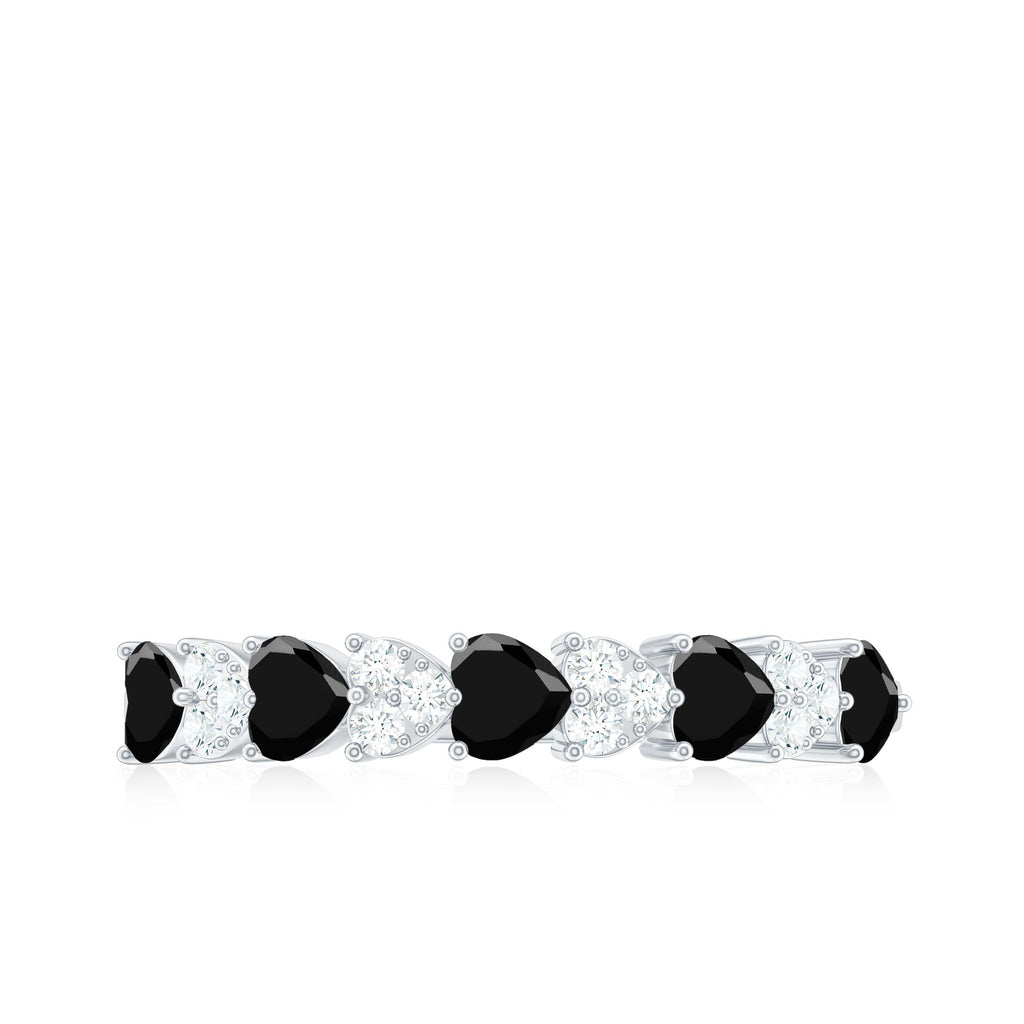 Lab Created Black Diamond Heart Half Eternity Ring with Diamond