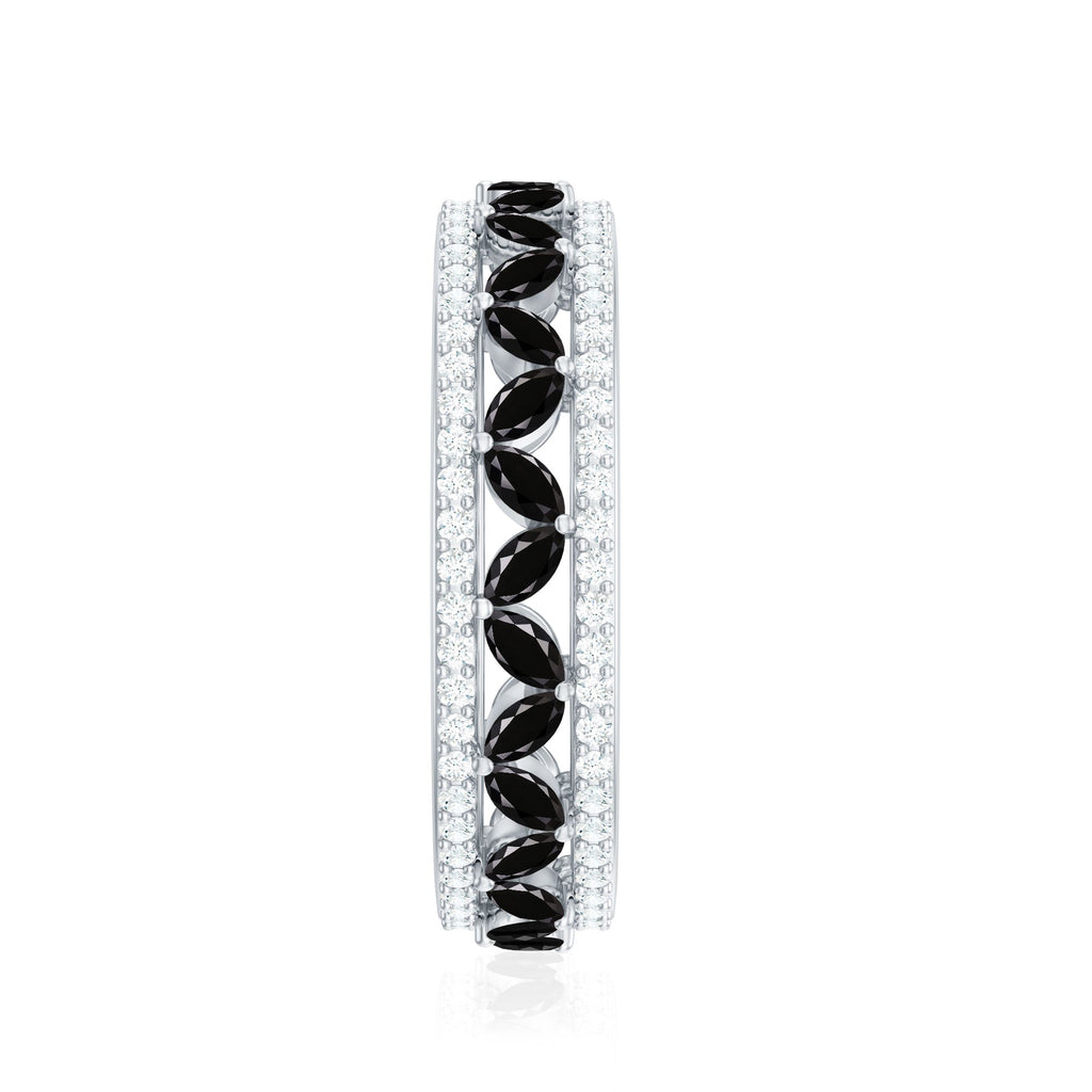Certified Lab Grown Black Diamond Wedding Band Ring with Moissanite