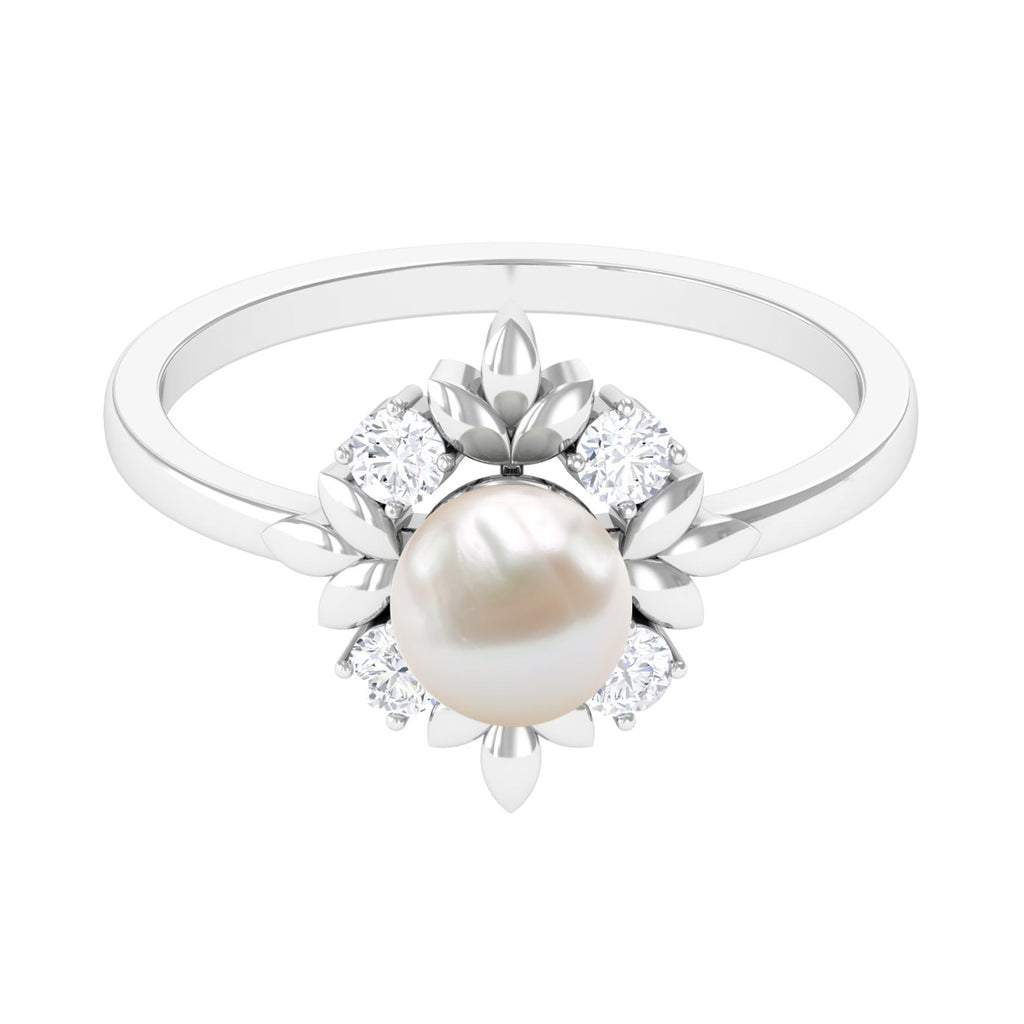 Nature Inspired 2.2 Carat Freshwater Pearl Engagement Ring with Diamond