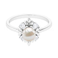 Nature Inspired 2.2 Carat Freshwater Pearl Engagement Ring with Diamond